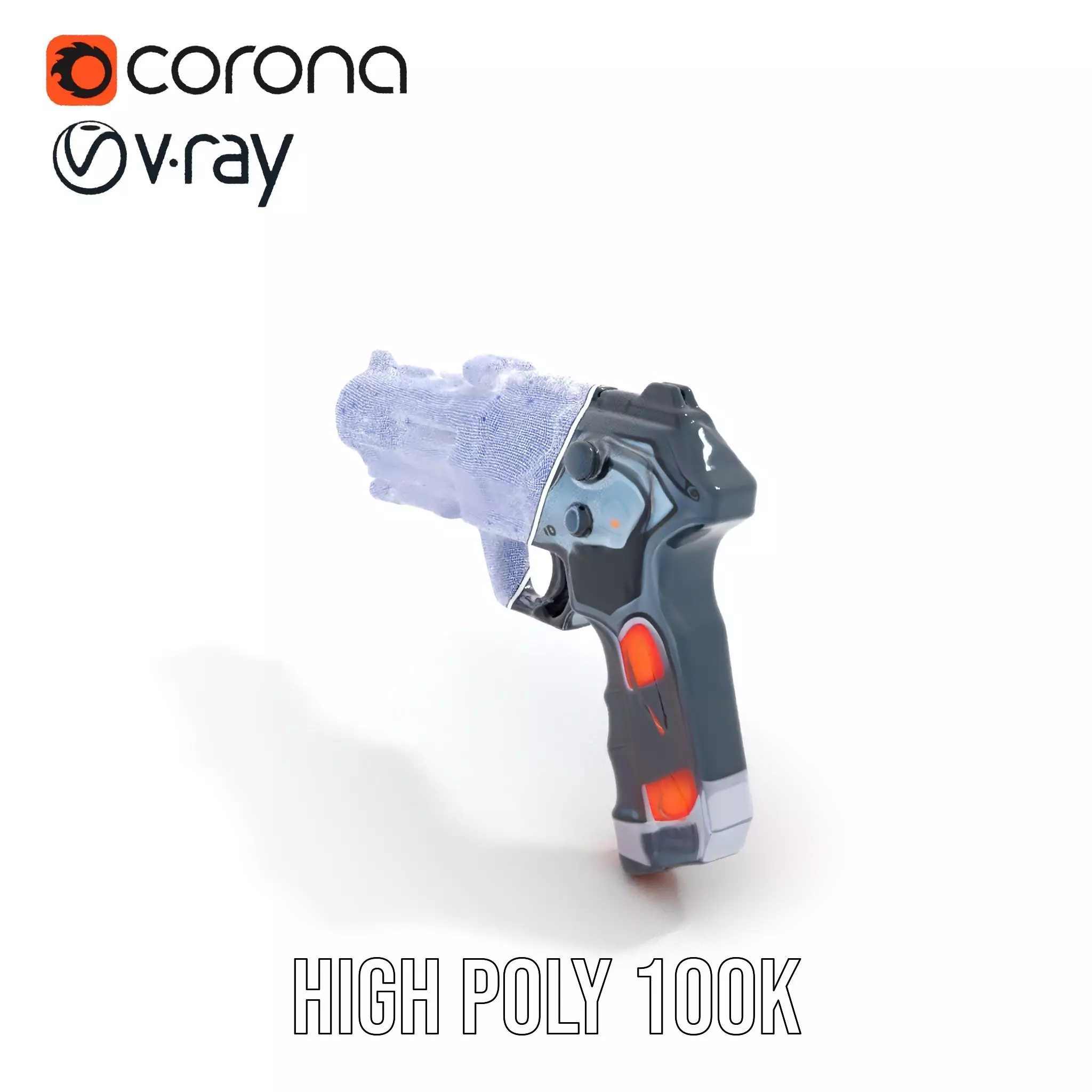 Neon Blaster Pistol model pack Low-poly 3D model_29