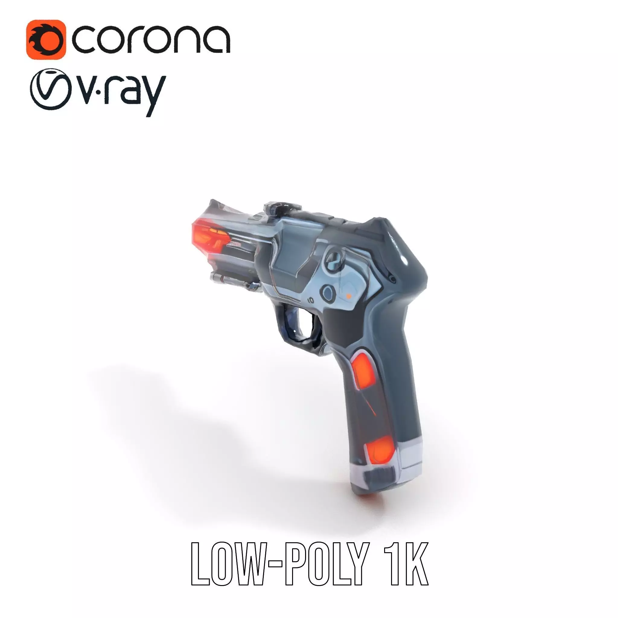 Neon Blaster Pistol model pack Low-poly 3D model_7