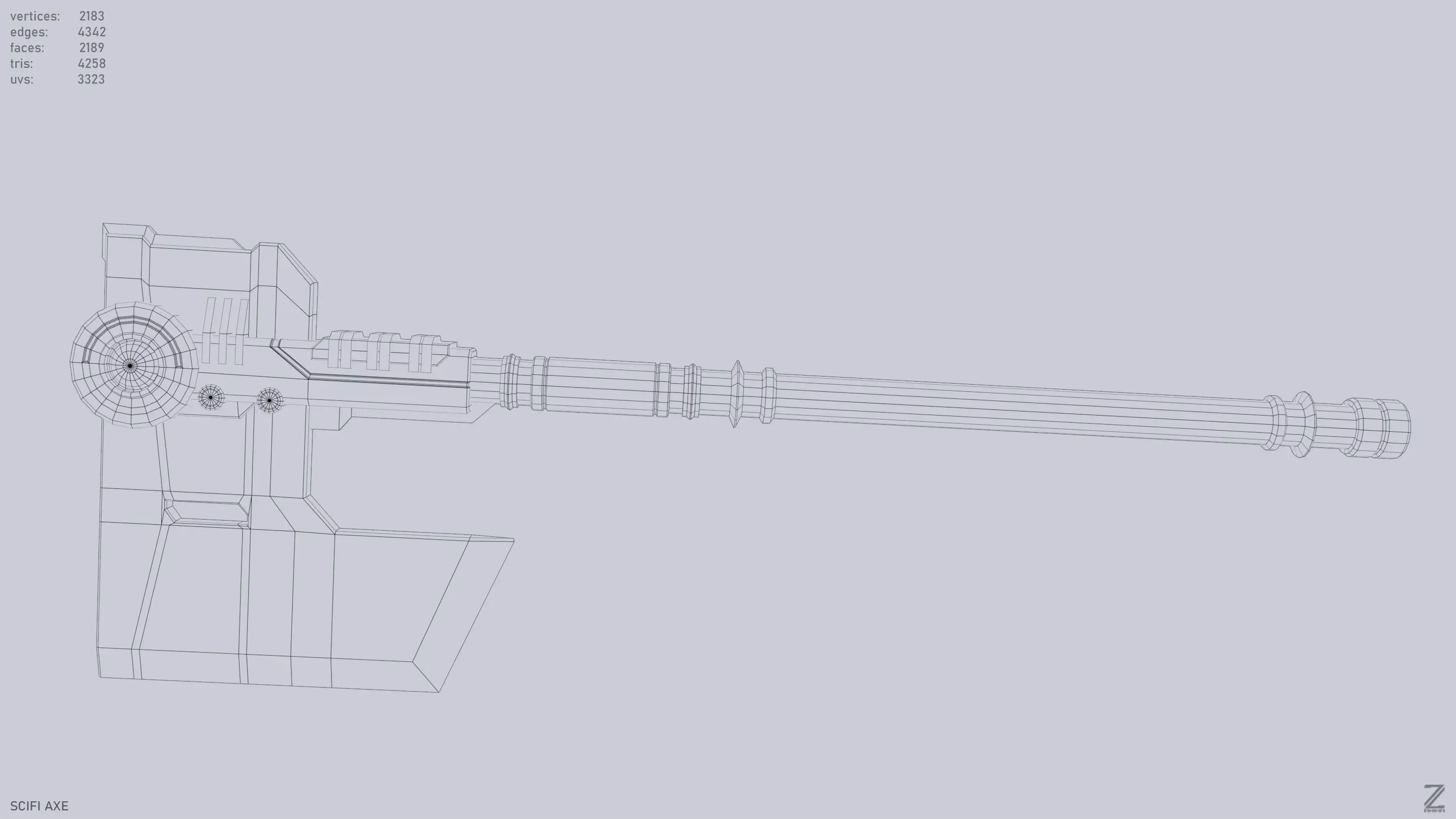 Scifi axe Low-poly 3D model_11