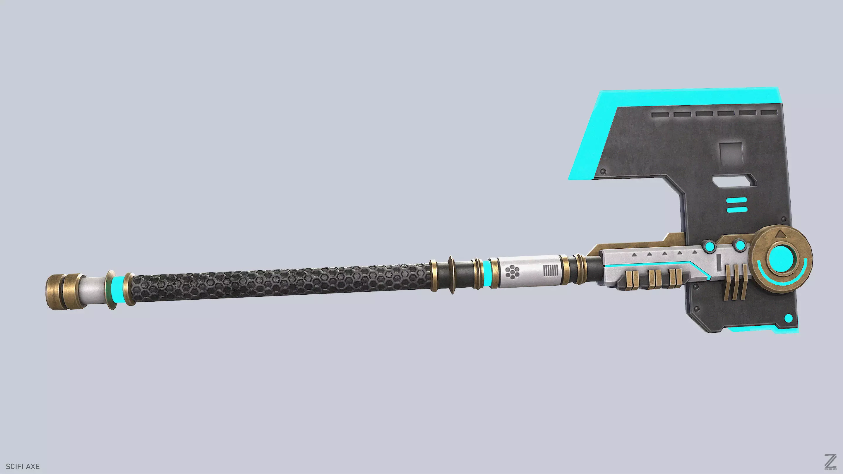 Scifi axe Low-poly 3D model_5