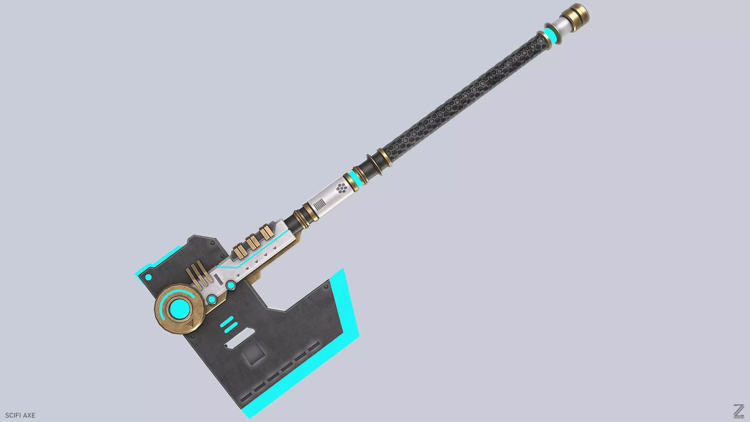 Scifi axe Low-poly 3D model_6