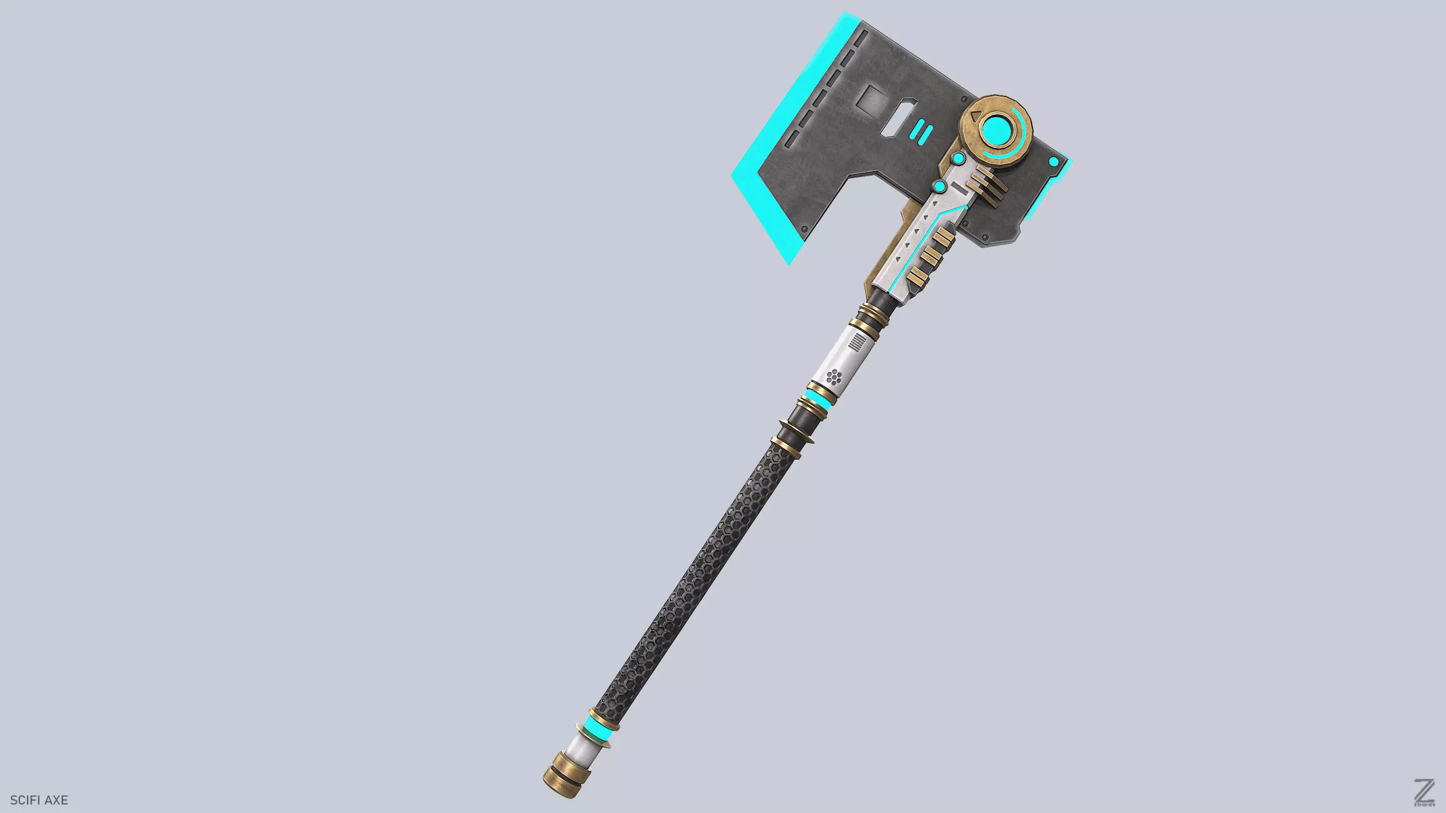 Scifi axe Low-poly 3D model_2