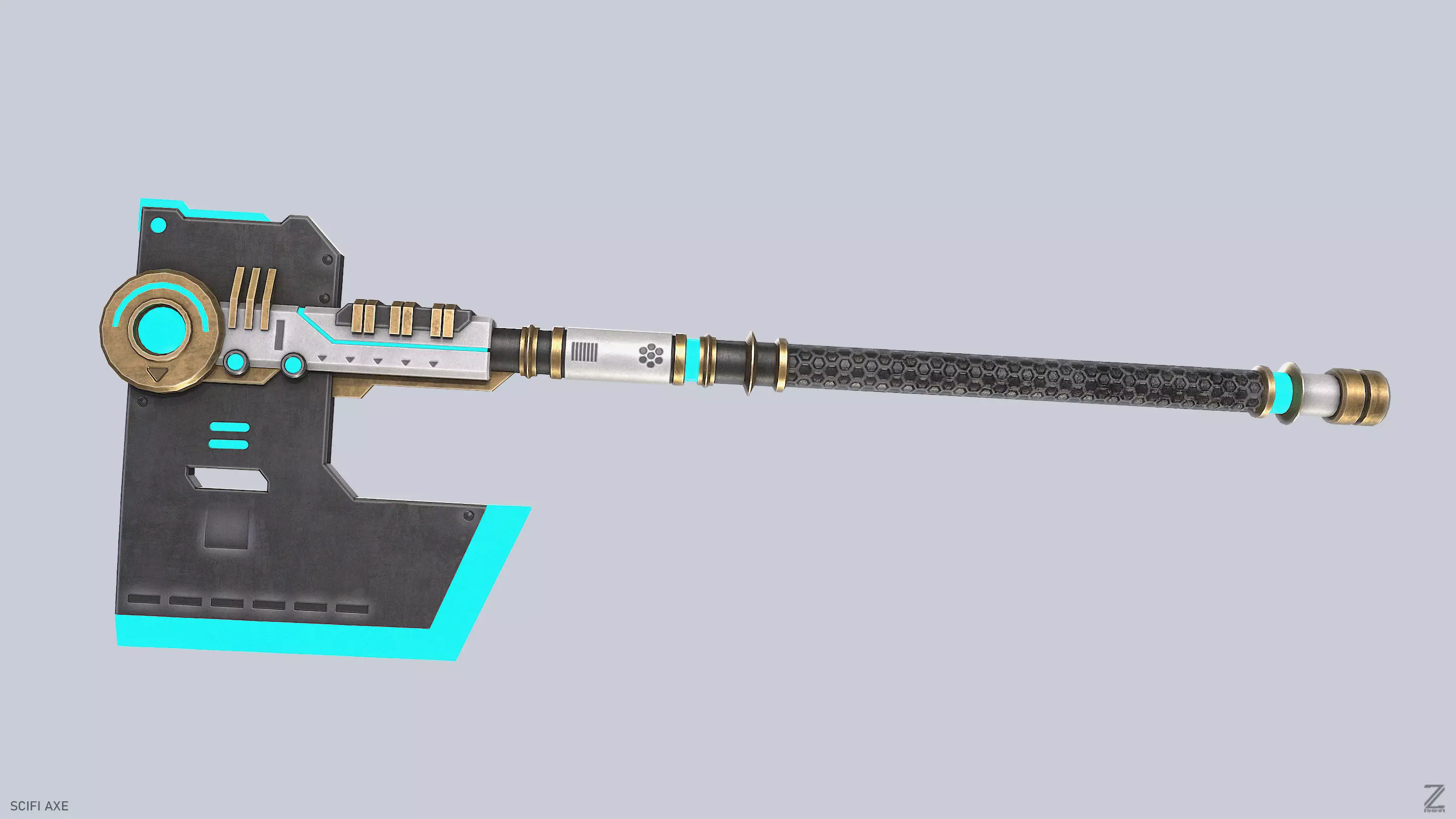 Scifi axe Low-poly 3D model_7