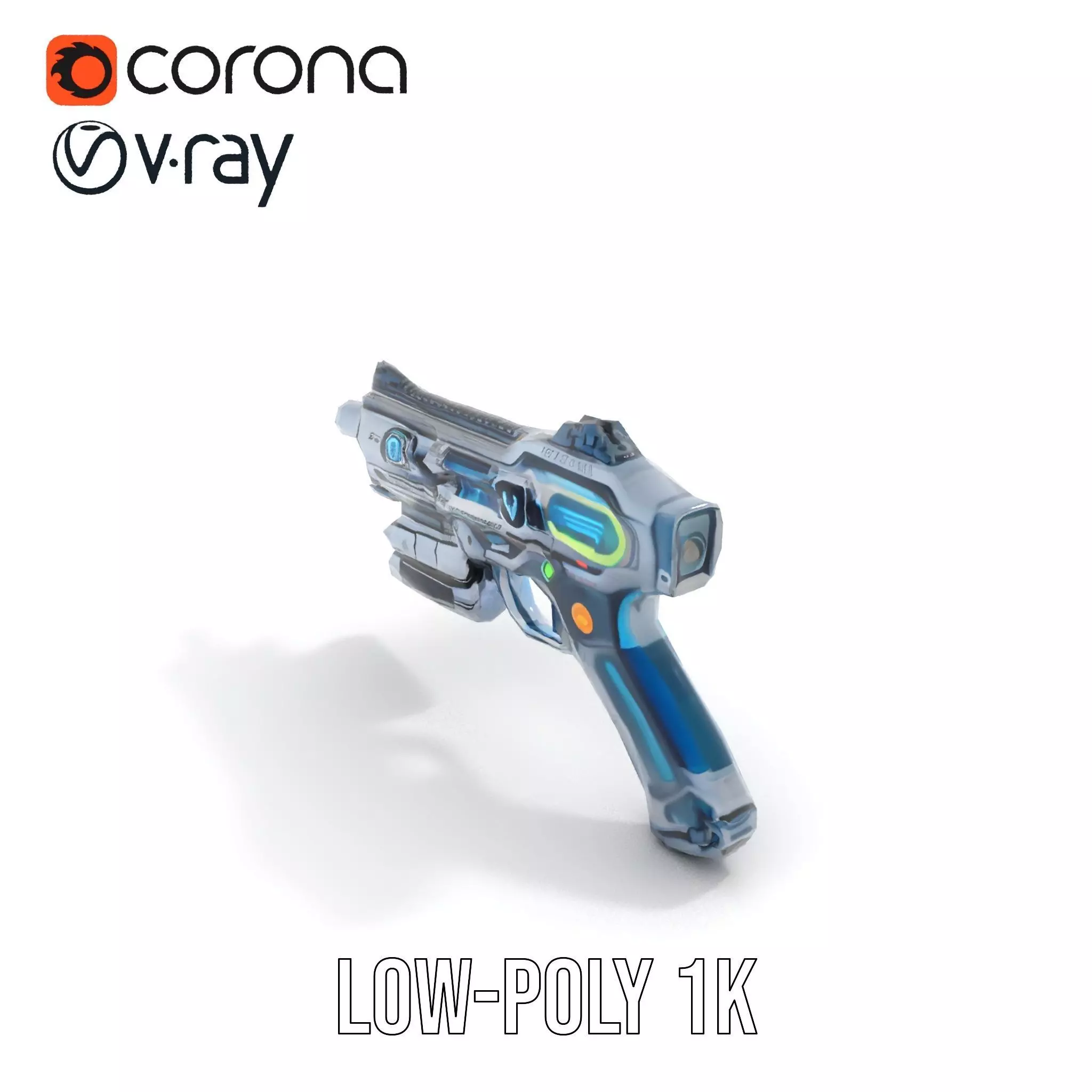 Futuristic Laser Blaster model pack Low-poly 3D model_7