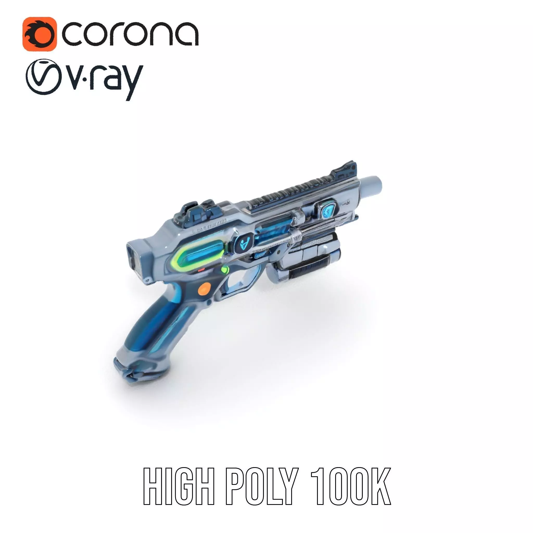 Futuristic Laser Blaster model pack Low-poly 3D model_20