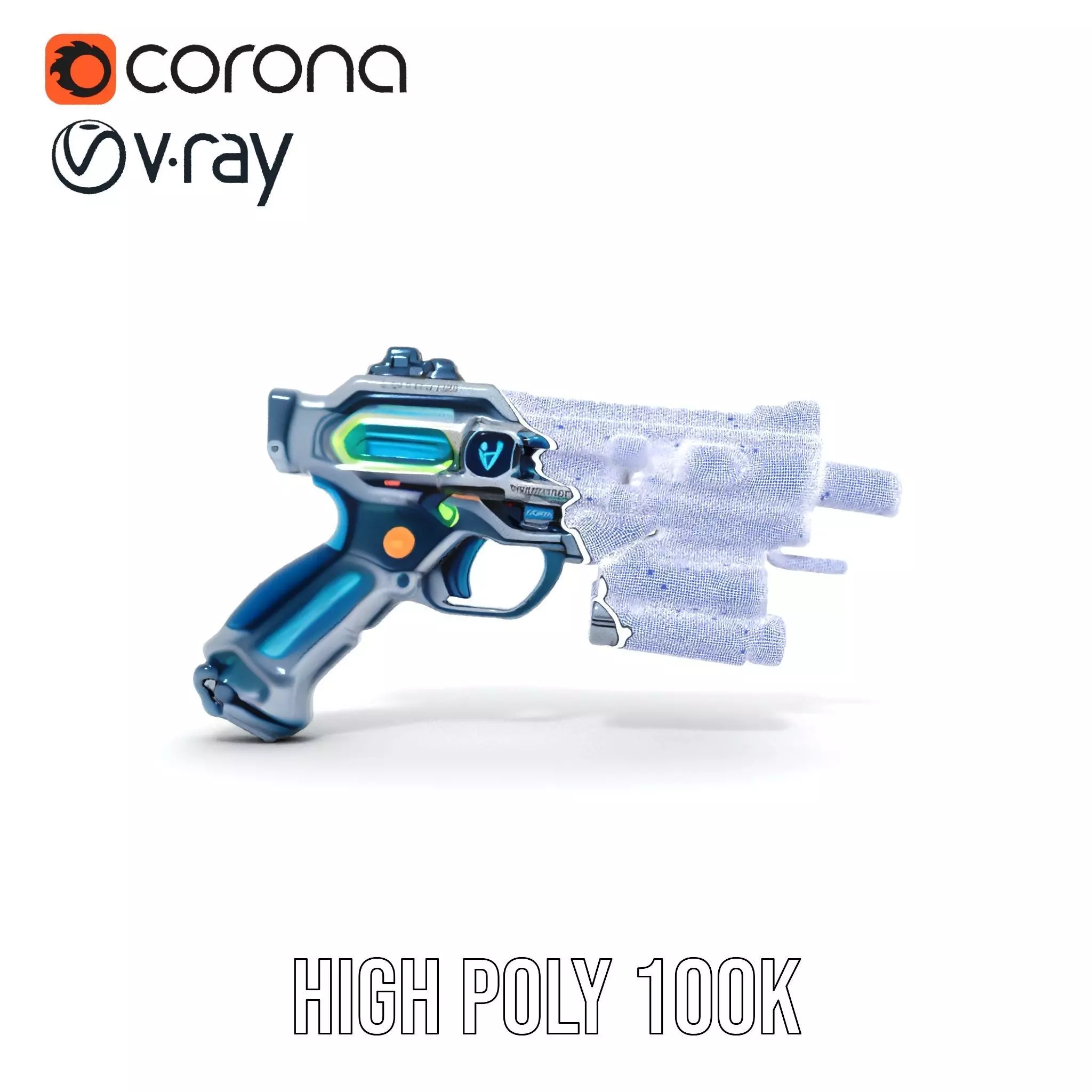 Futuristic Laser Blaster model pack Low-poly 3D model_33