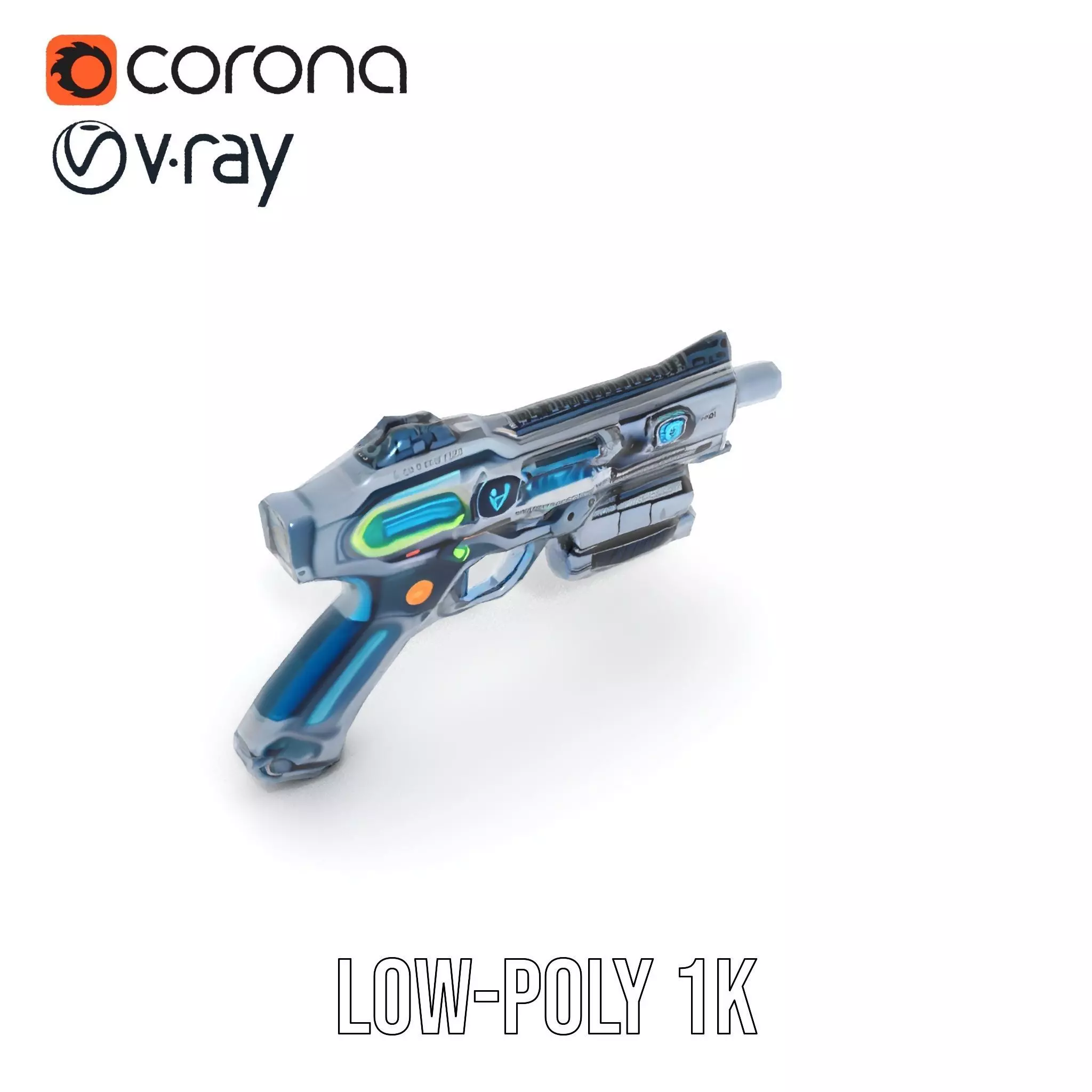 Futuristic Laser Blaster model pack Low-poly 3D model_9