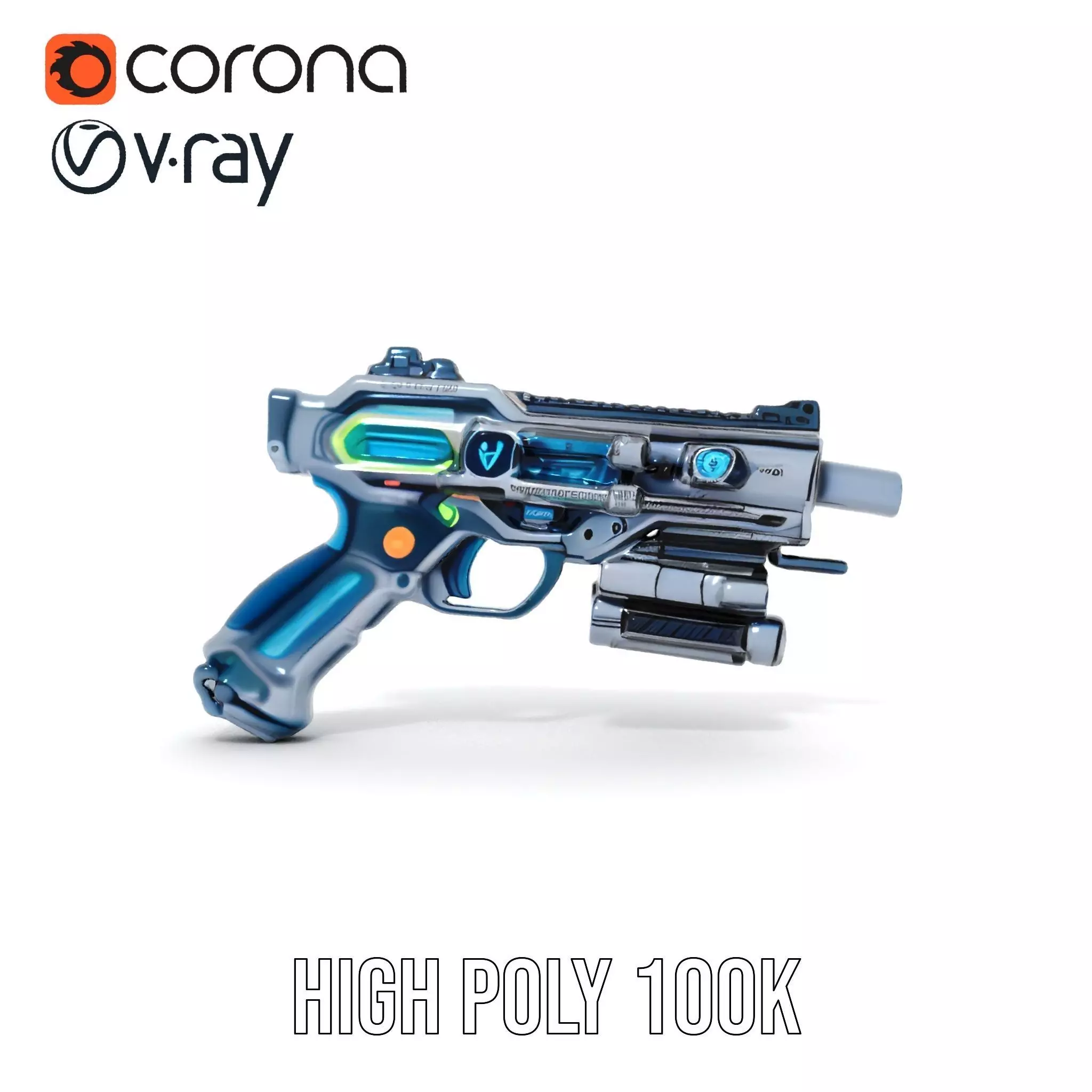 Futuristic Laser Blaster model pack Low-poly 3D model_26