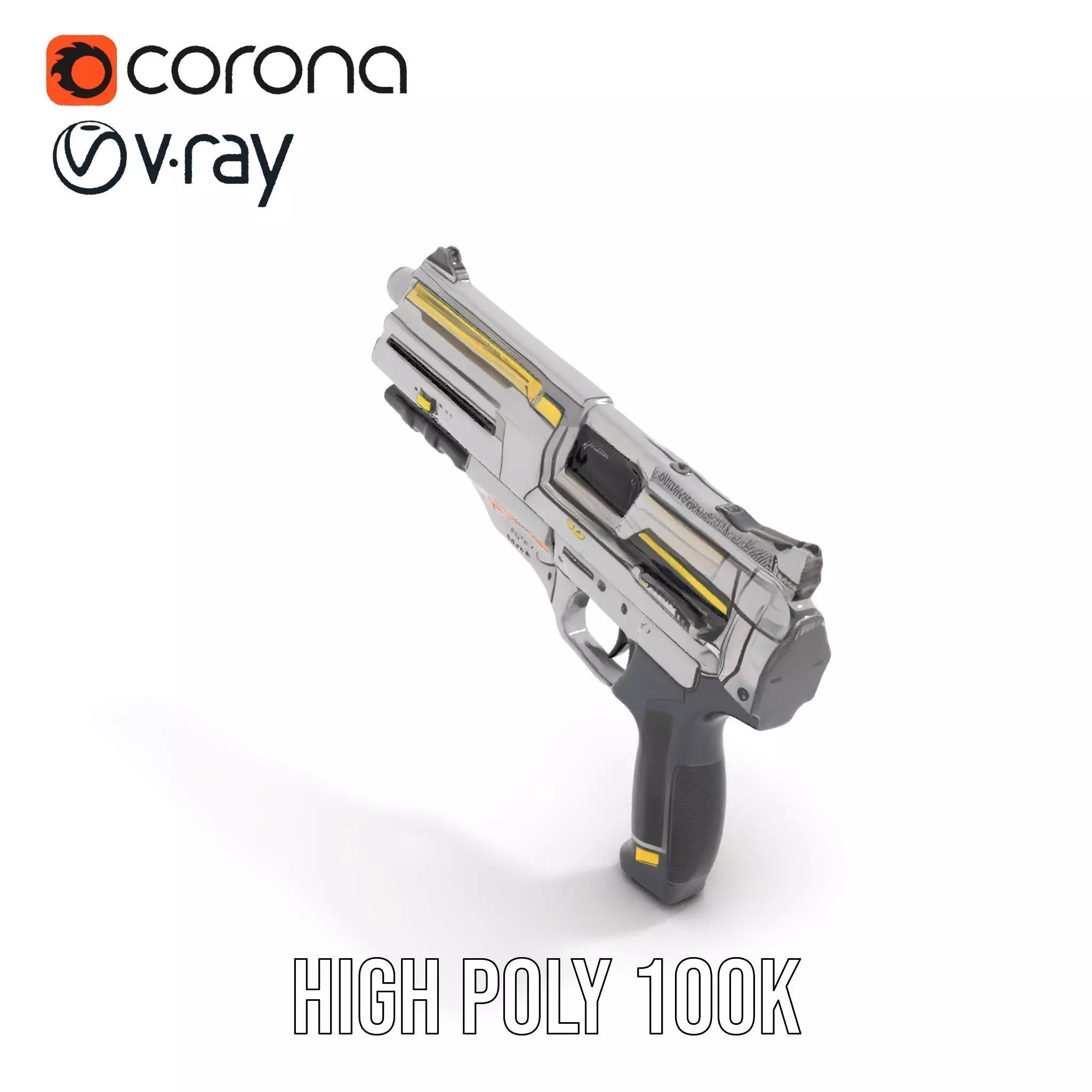 Futuristic Blaster model pack Low-poly 3D model_26