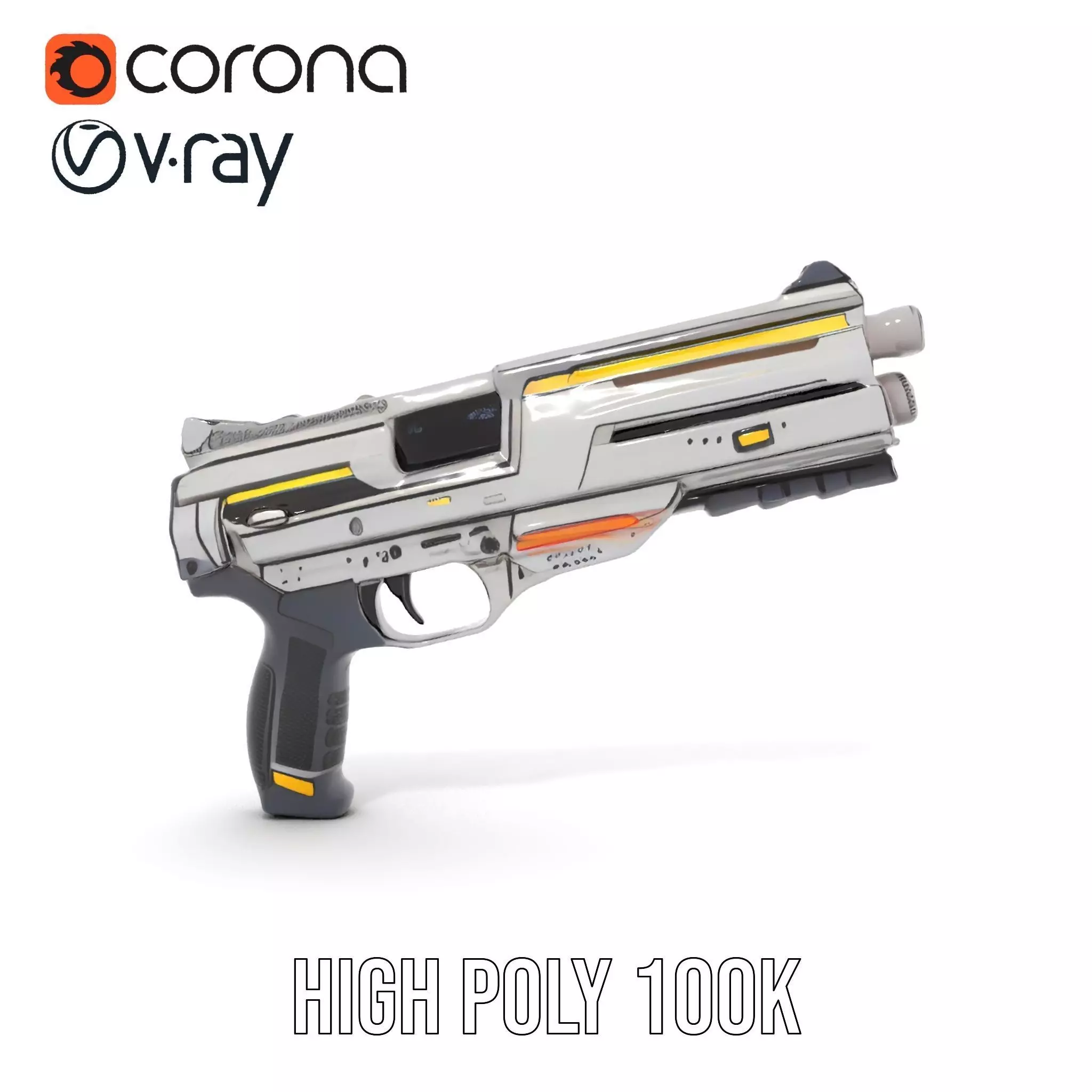 Futuristic Blaster model pack Low-poly 3D model_20