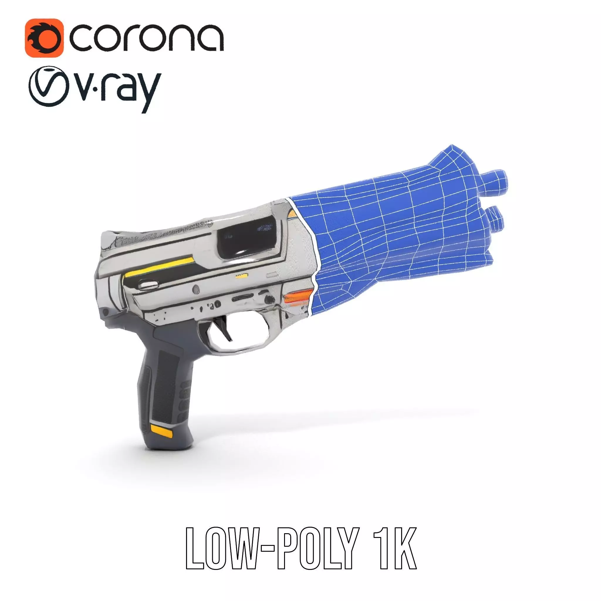 Futuristic Blaster model pack Low-poly 3D model_31