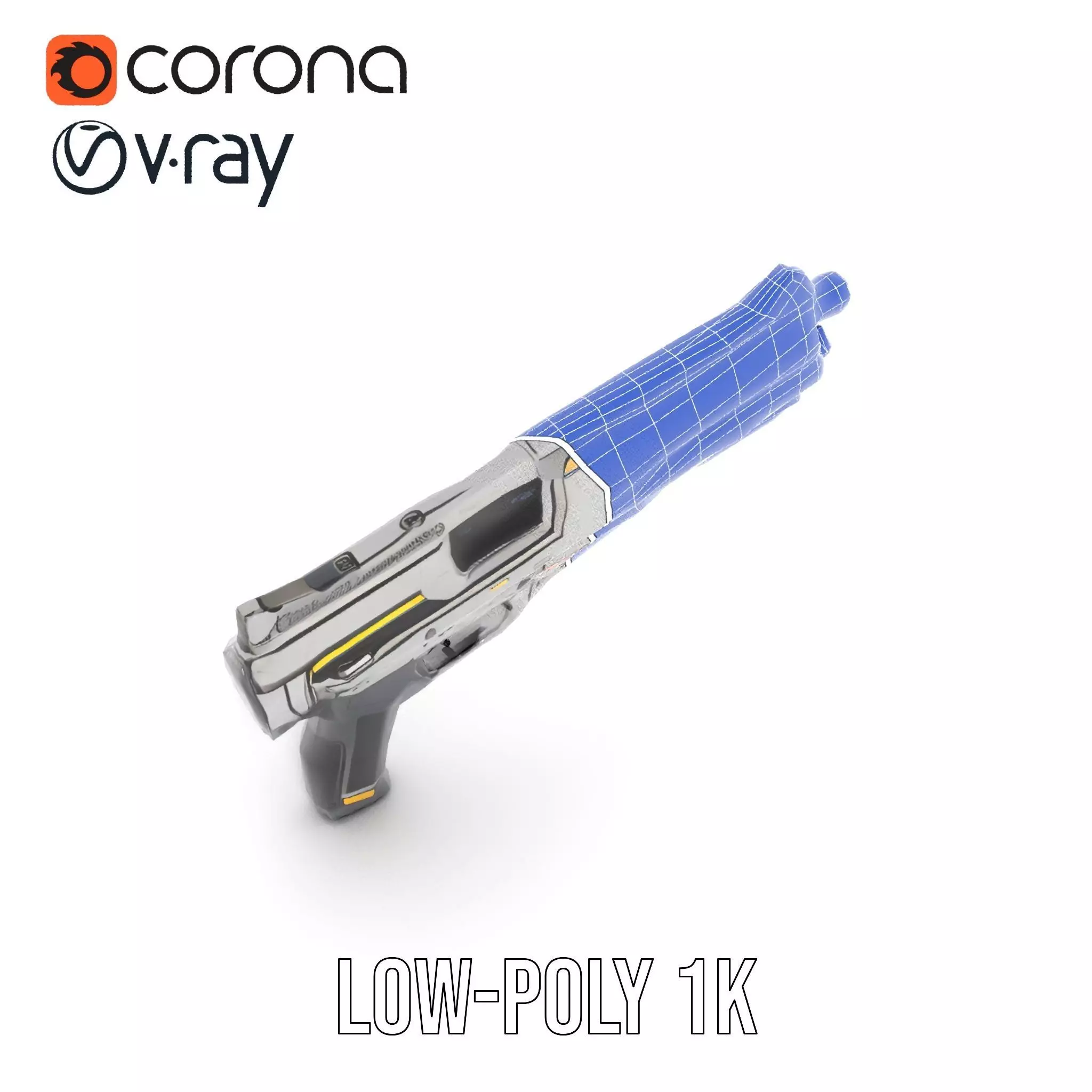 Futuristic Blaster model pack Low-poly 3D model_12