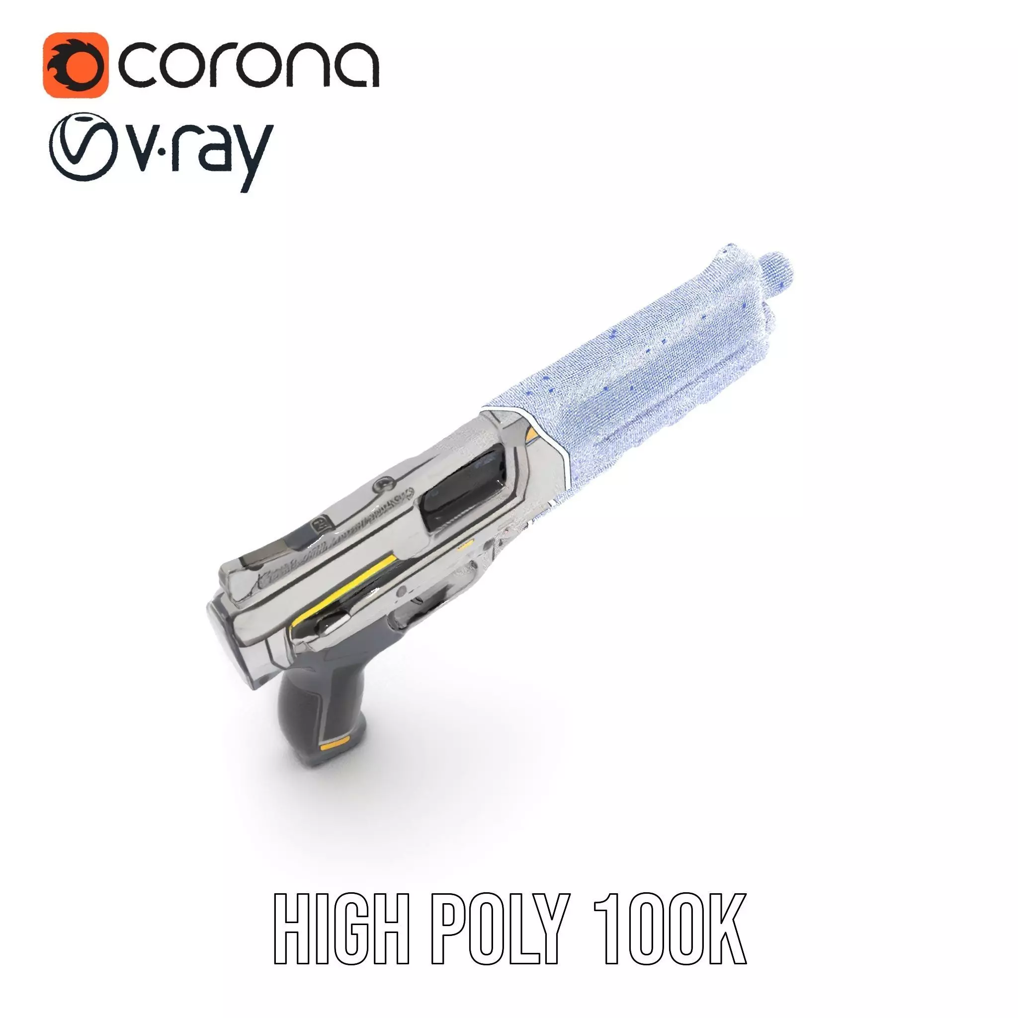 Futuristic Blaster model pack Low-poly 3D model_29