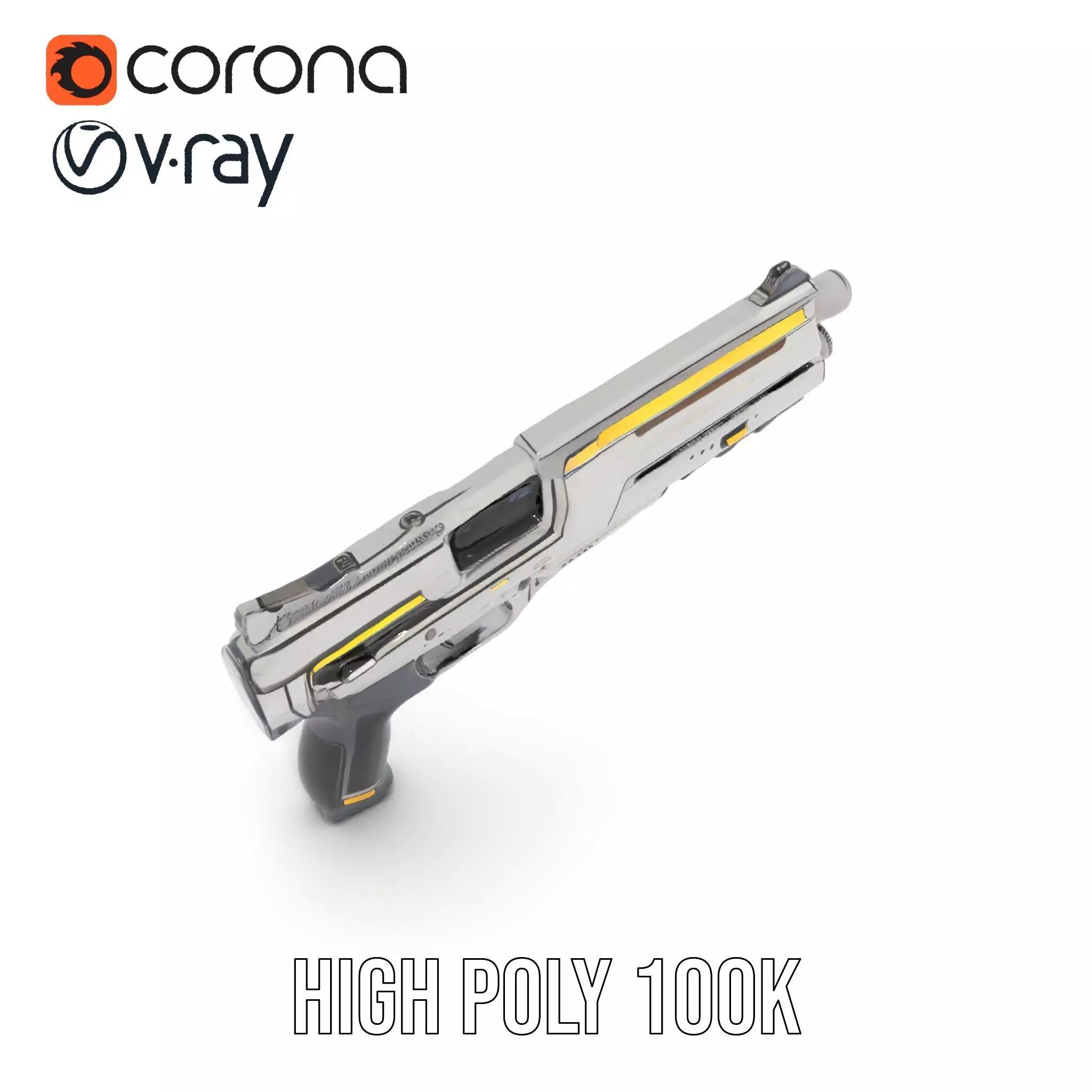 Futuristic Blaster model pack Low-poly 3D model_23