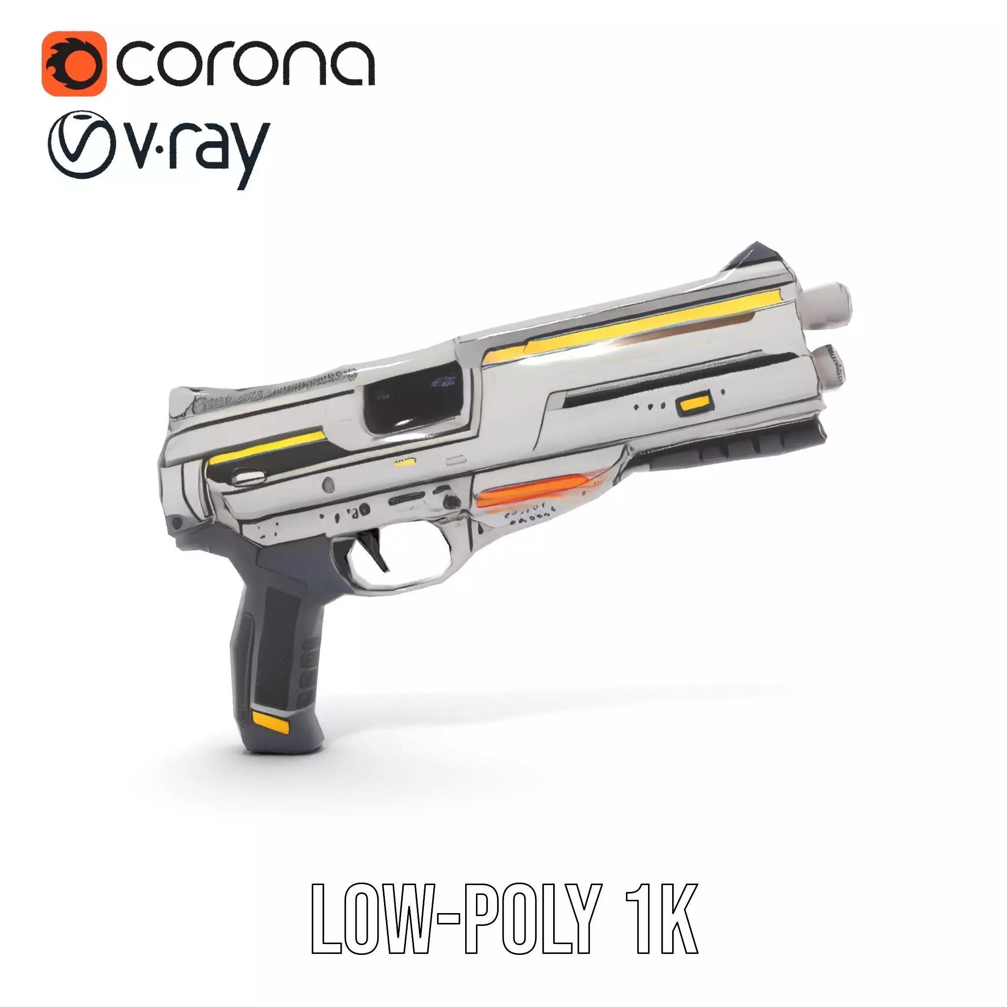 Futuristic Blaster model pack Low-poly 3D model_16