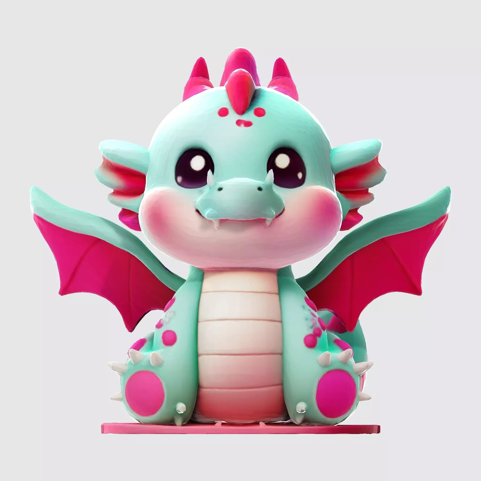 Cute Pink Dragon 3D model 3D print model_8
