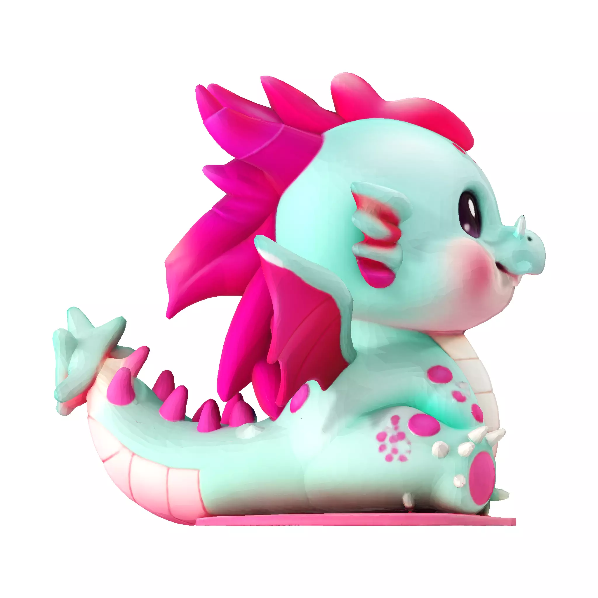 Cute Pink Dragon 3D model 3D print model_7