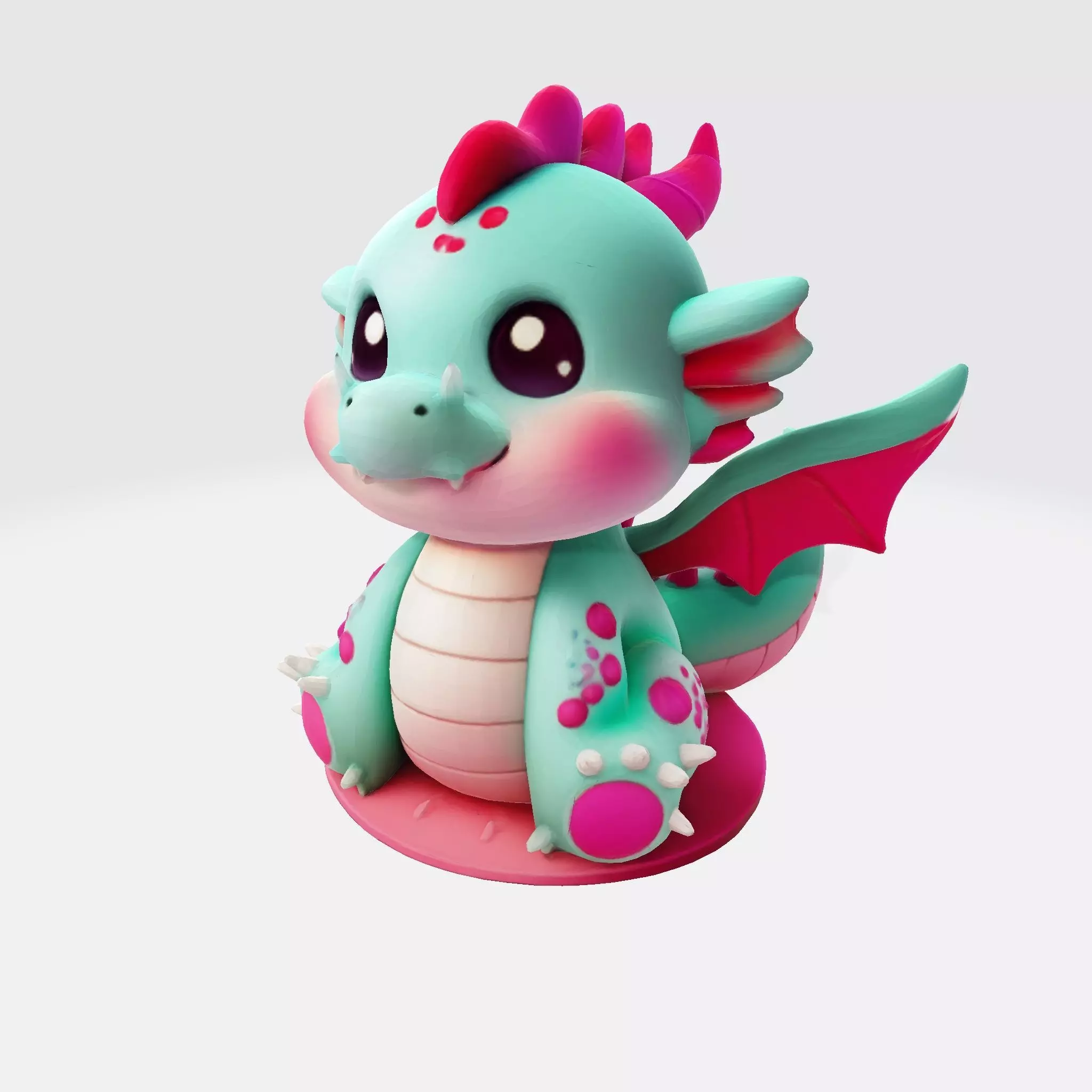 Cute Pink Dragon 3D model 3D print model_2
