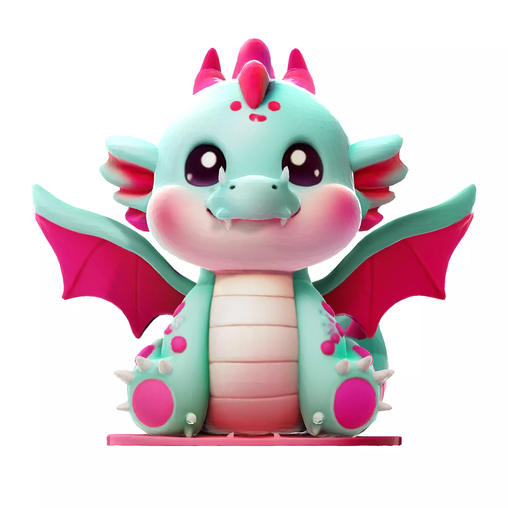 Cute Pink Dragon 3D model 3D print model_5