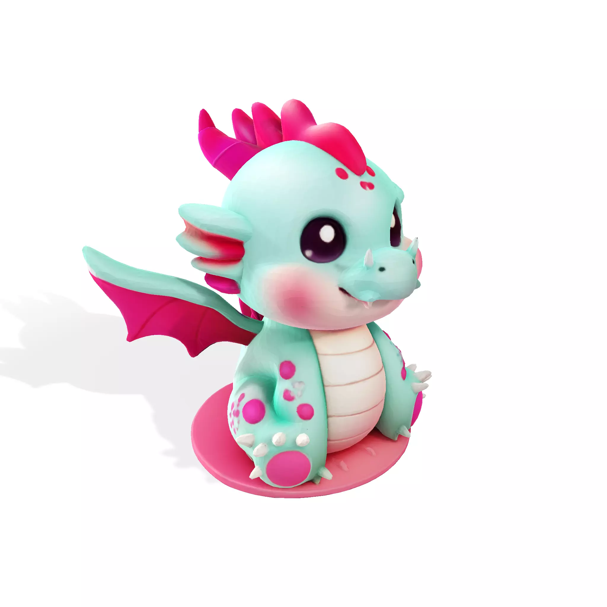 Cute Pink Dragon 3D model 3D print model_3