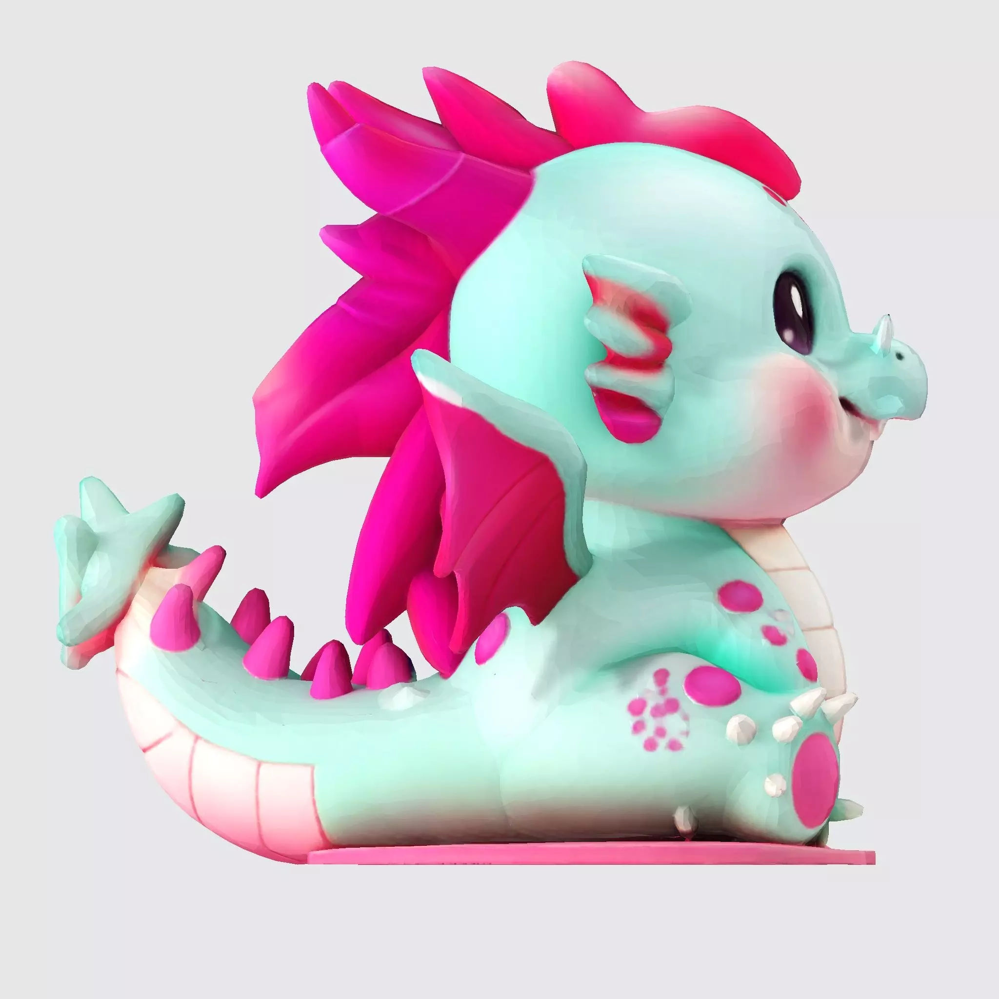 Cute Pink Dragon 3D model 3D print model_6