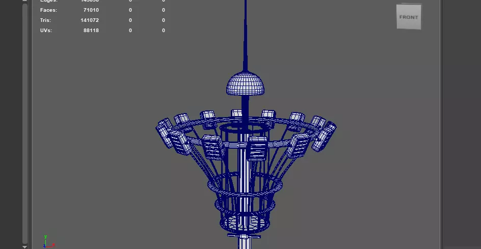 High Mast Flood Lighting 3D model_15