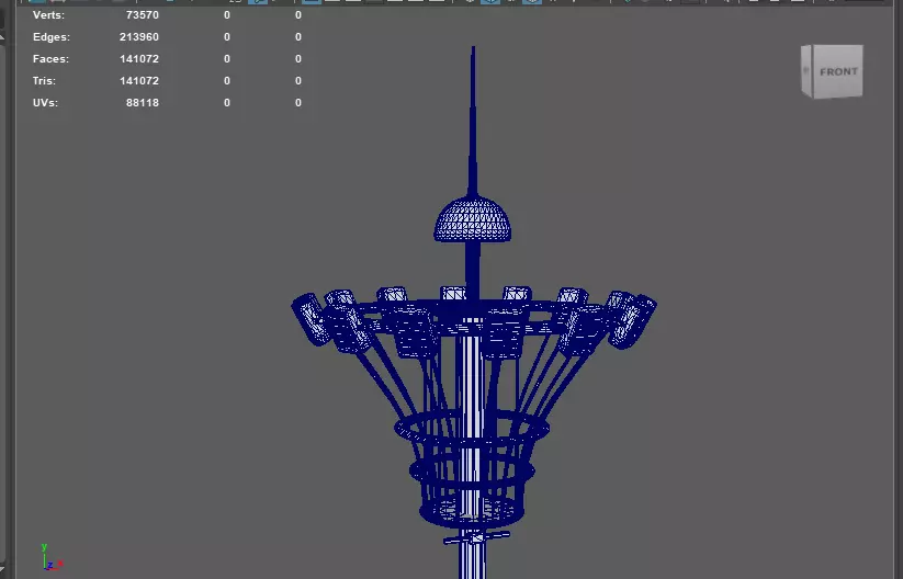 High Mast Flood Lighting 3D model_16