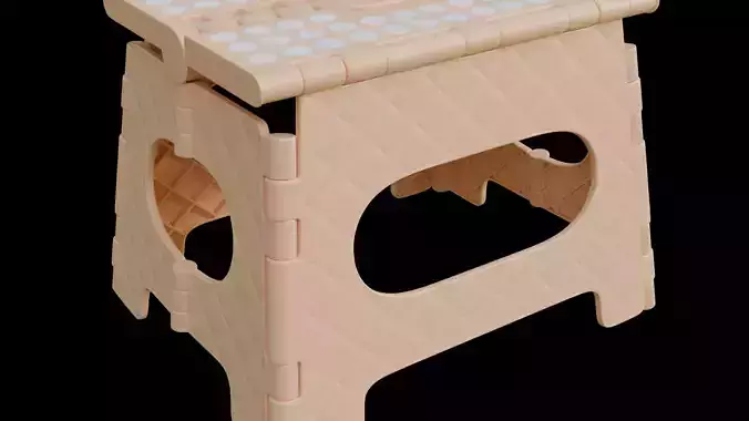 Plastic Folding Step Stool - Orange Low-poly 3D model