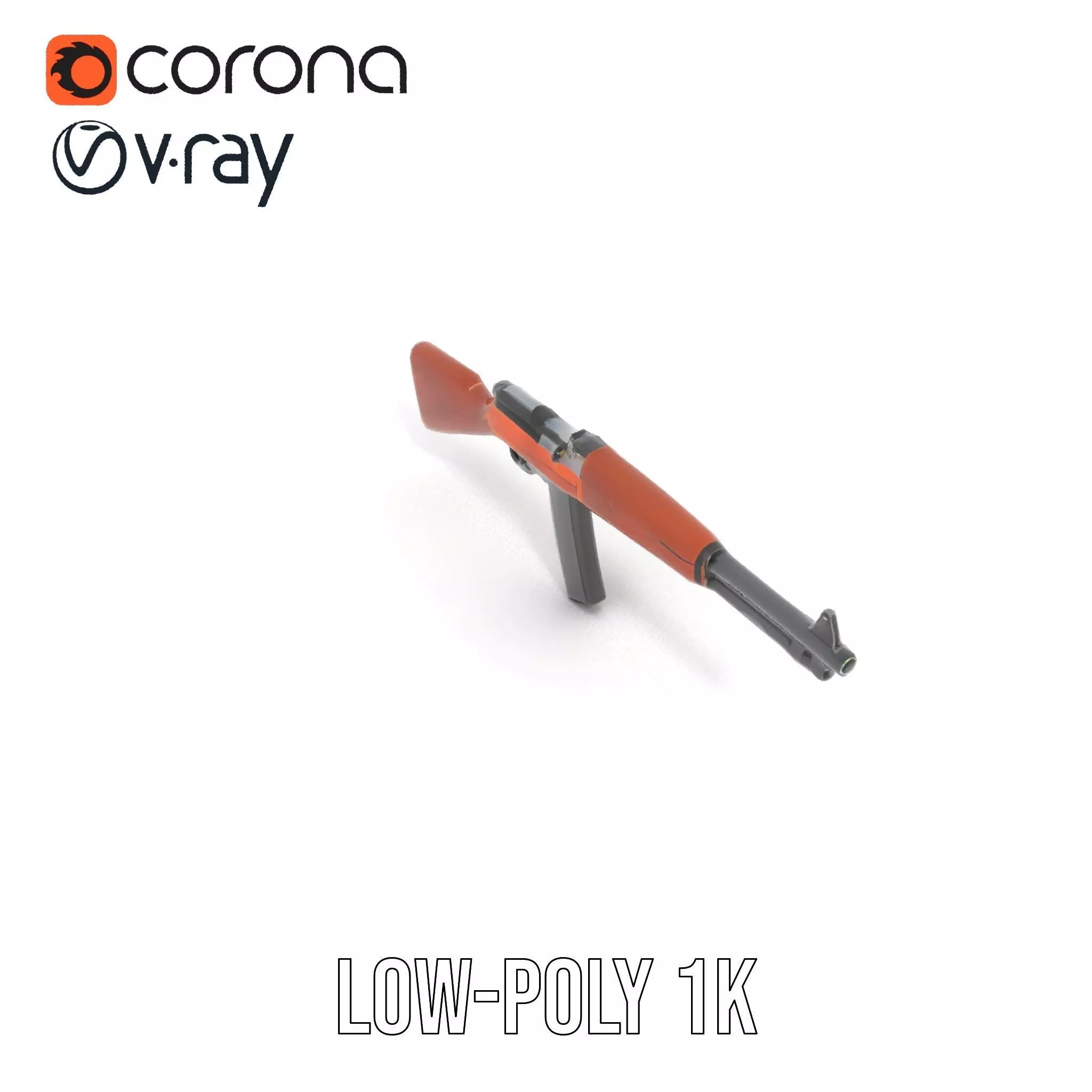 Classic Wooden Rifle model pack Low-poly 3D model_11