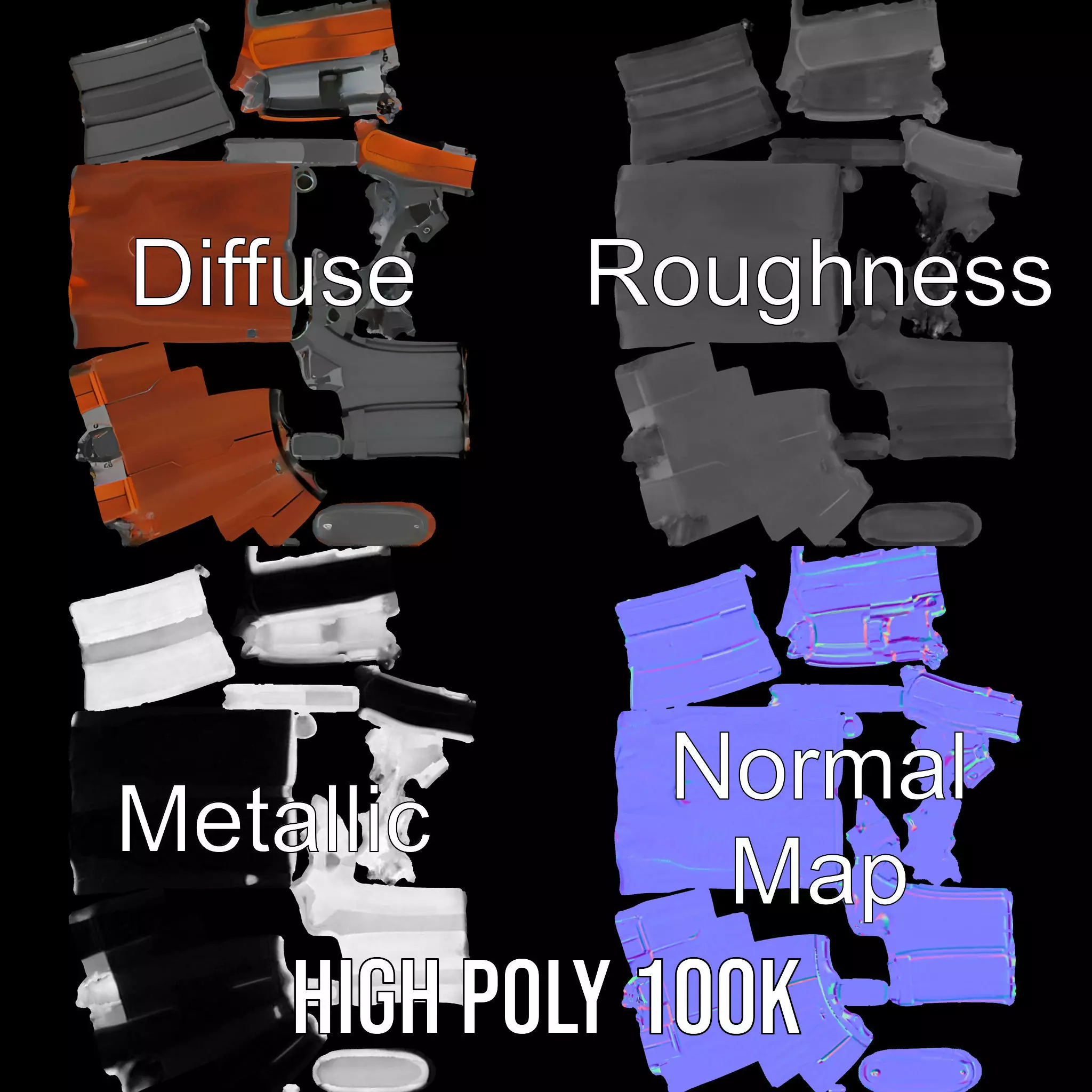 Classic Wooden Rifle model pack Low-poly 3D model_3