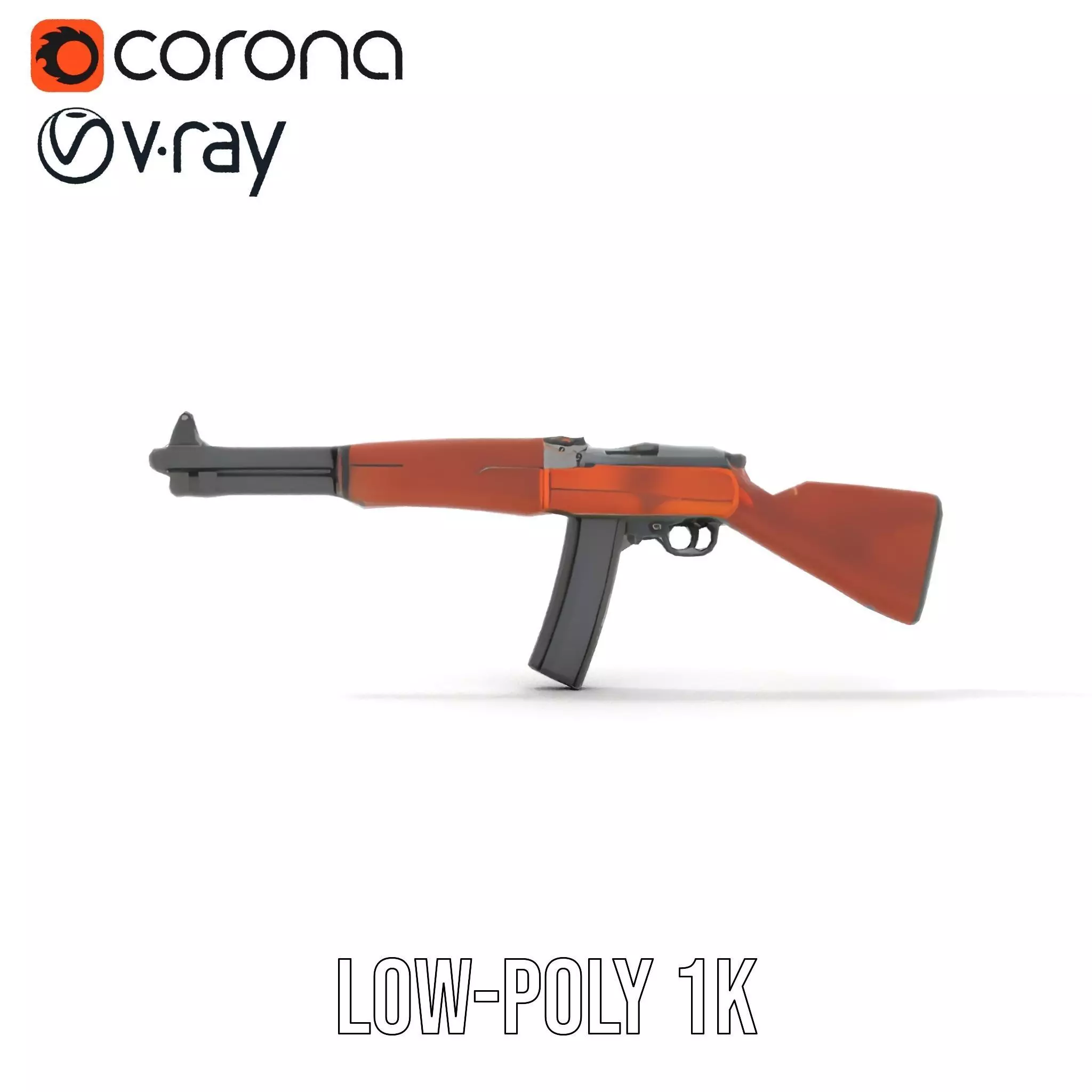 Classic Wooden Rifle model pack Low-poly 3D model_20