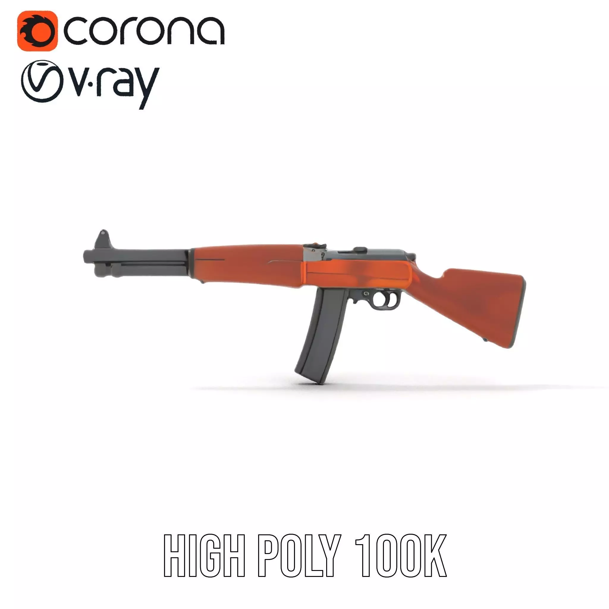 Classic Wooden Rifle model pack Low-poly 3D model_15