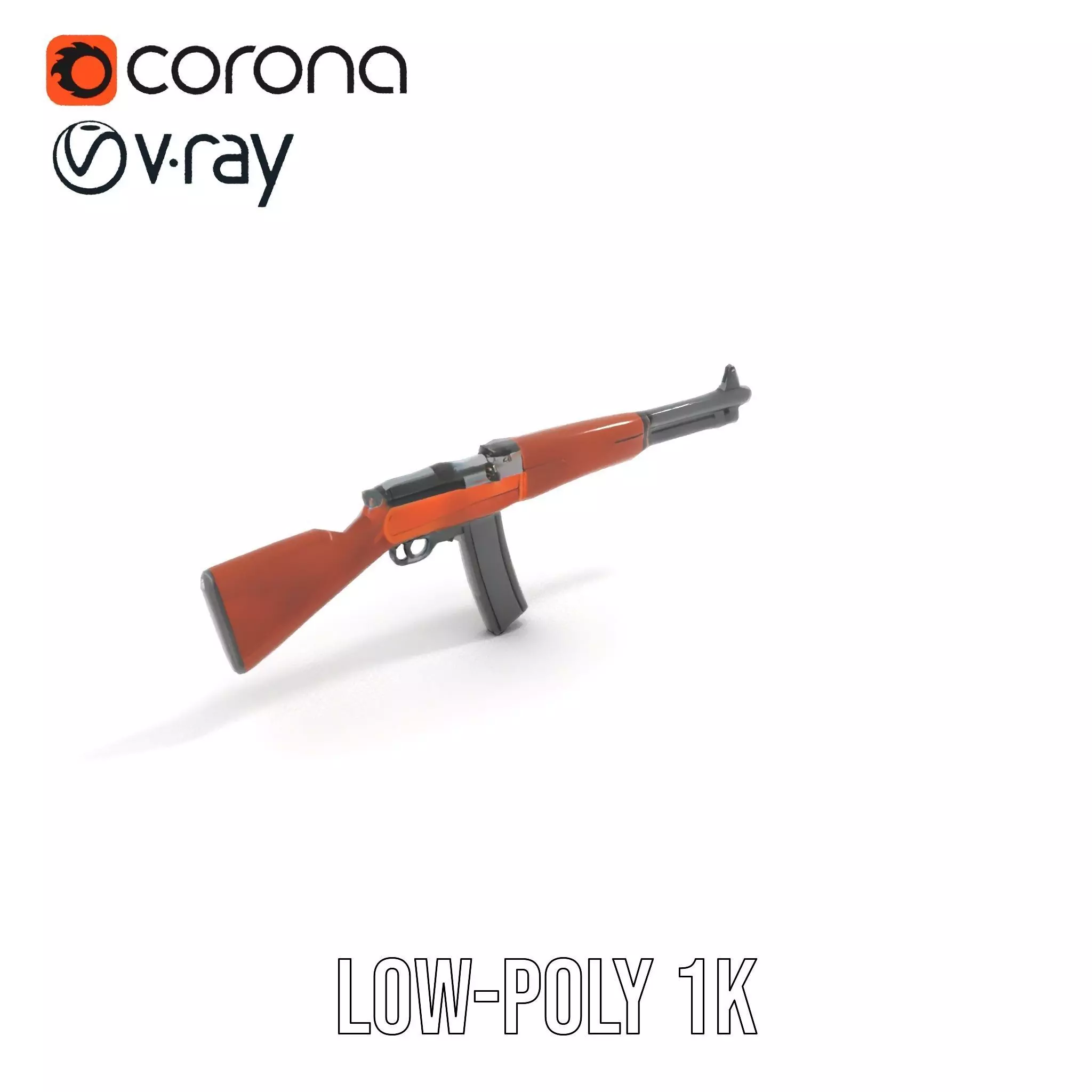 Classic Wooden Rifle model pack Low-poly 3D model_8