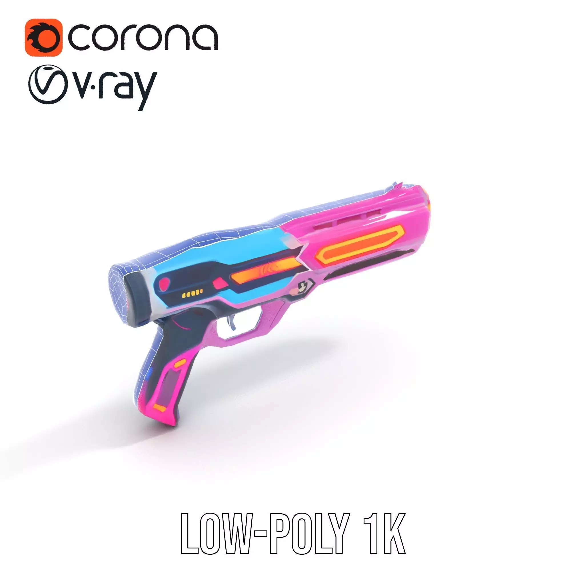 Neon Laser Blaster model pack Low-poly 3D model_22