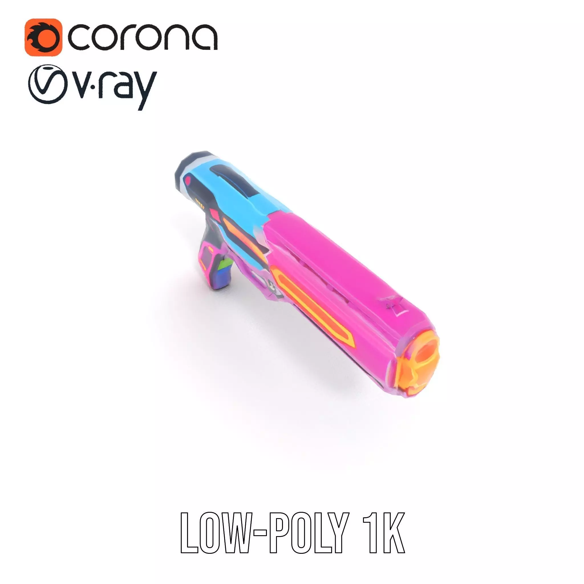 Neon Laser Blaster model pack Low-poly 3D model_20