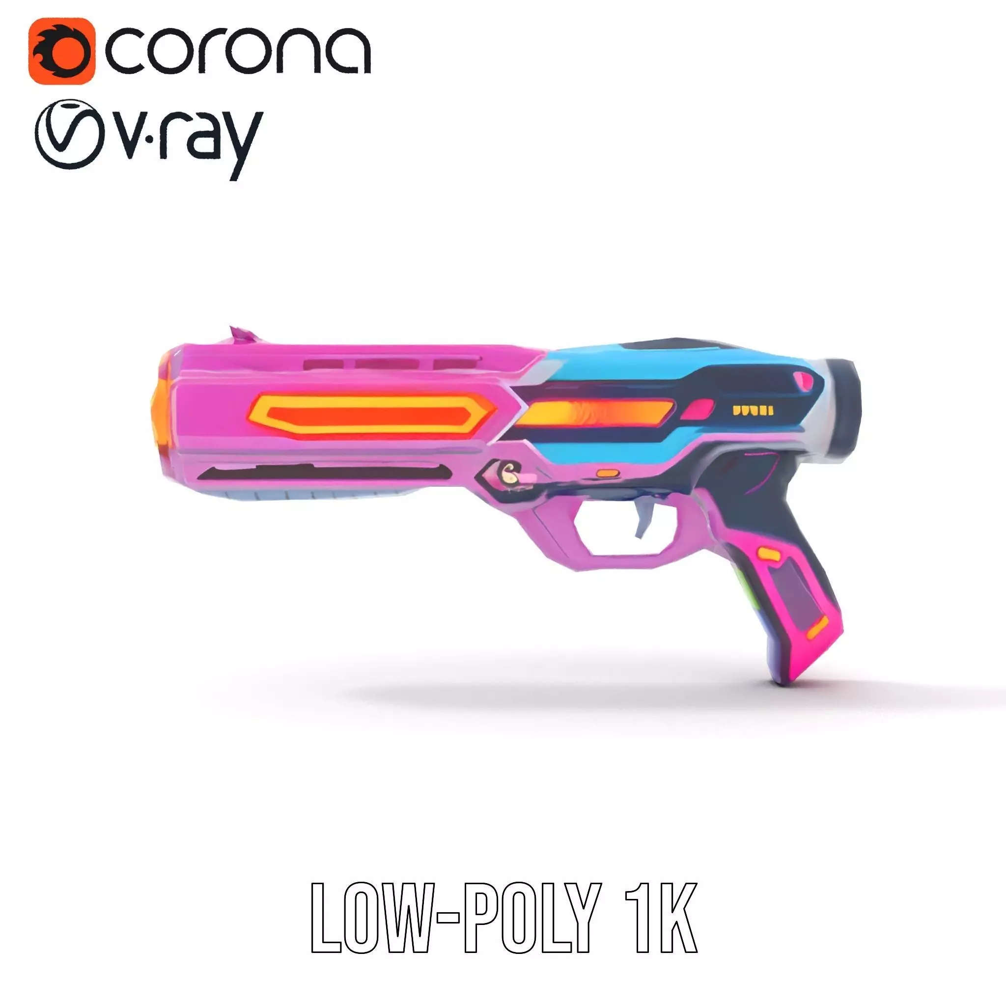 Neon Laser Blaster model pack Low-poly 3D model_9