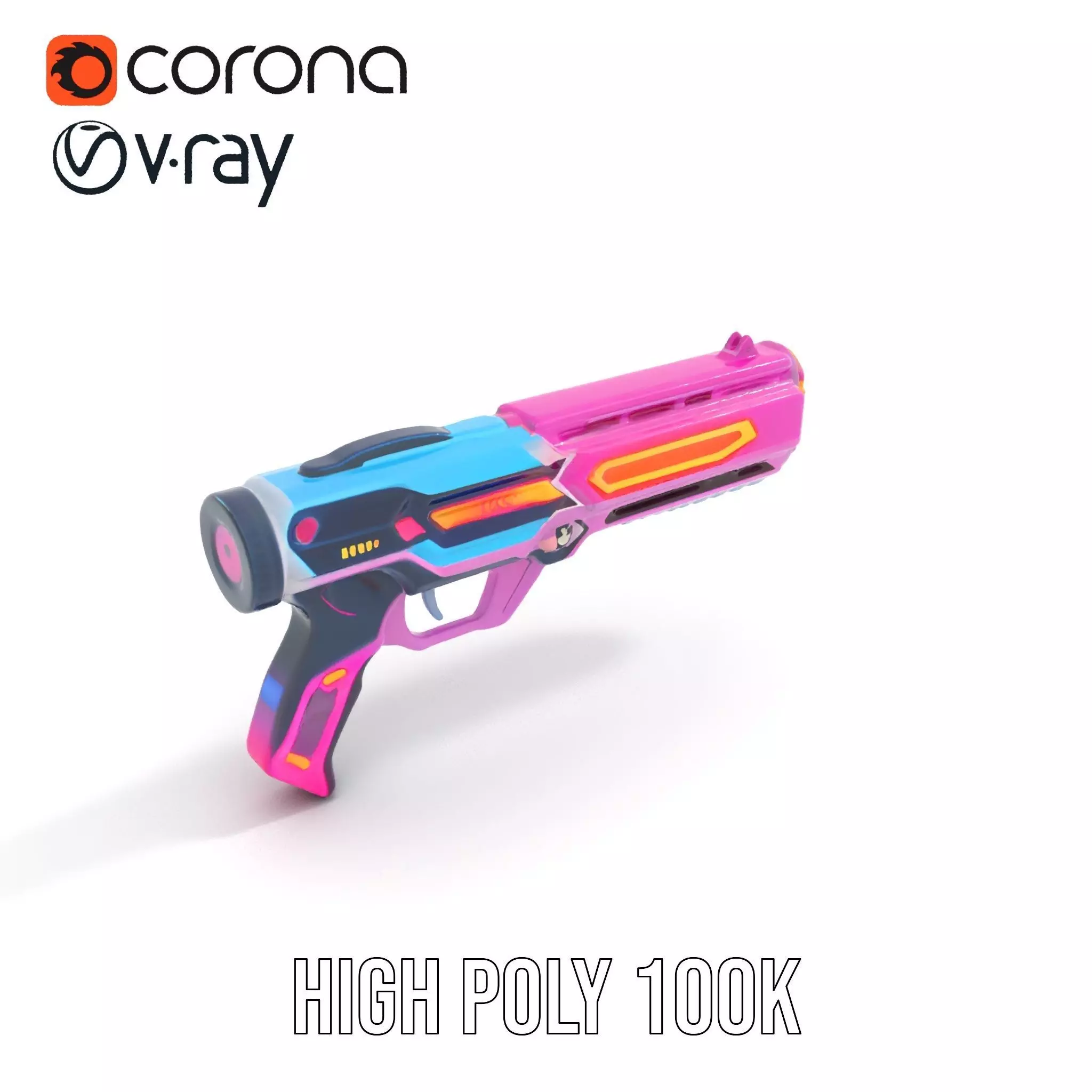 Neon Laser Blaster model pack Low-poly 3D model_23