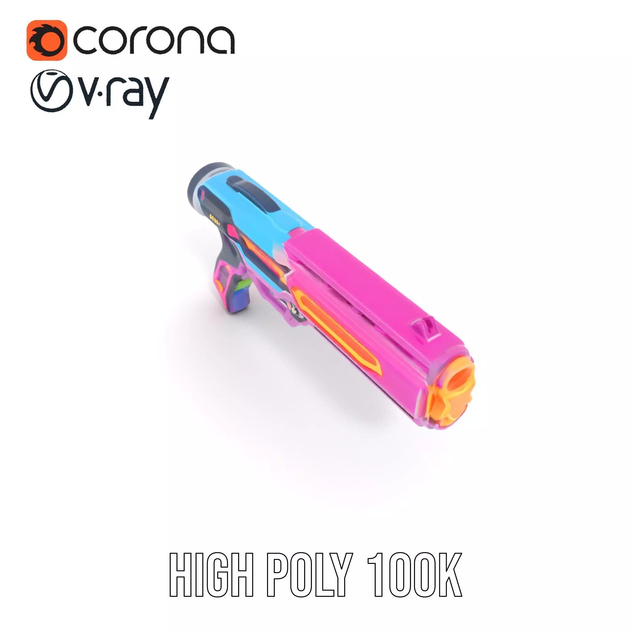 Neon Laser Blaster model pack Low-poly 3D model_15