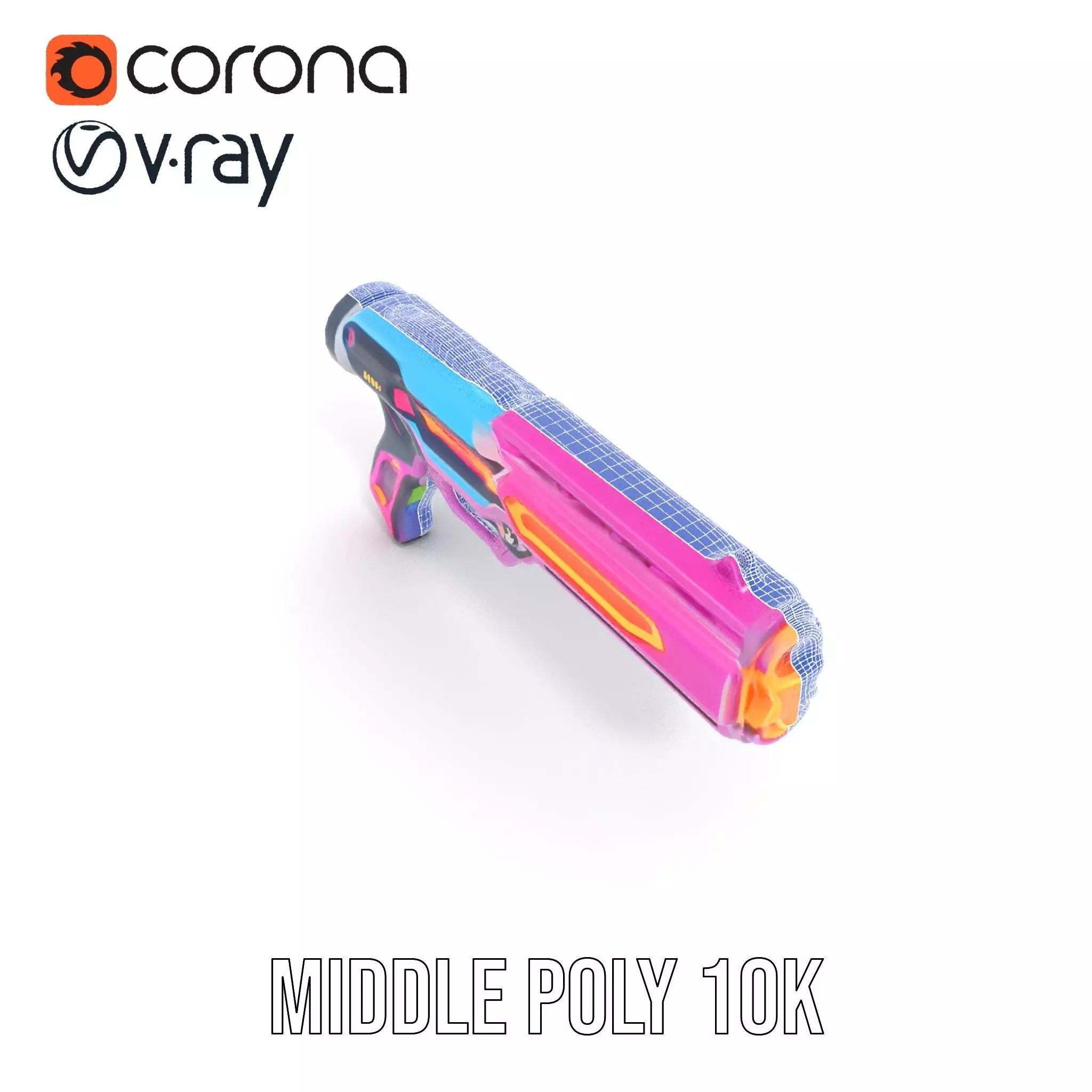 Neon Laser Blaster model pack Low-poly 3D model_16