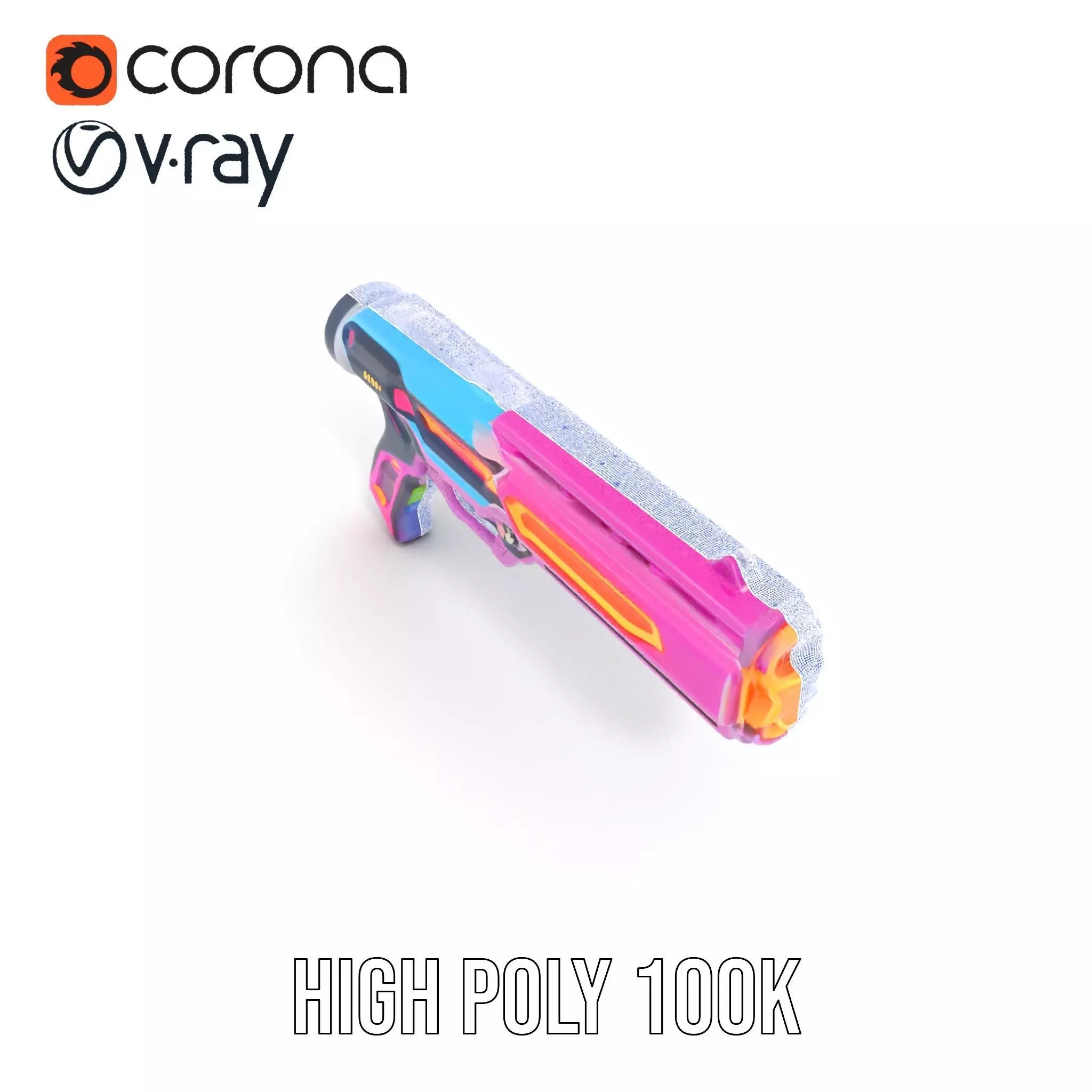 Neon Laser Blaster model pack Low-poly 3D model_34