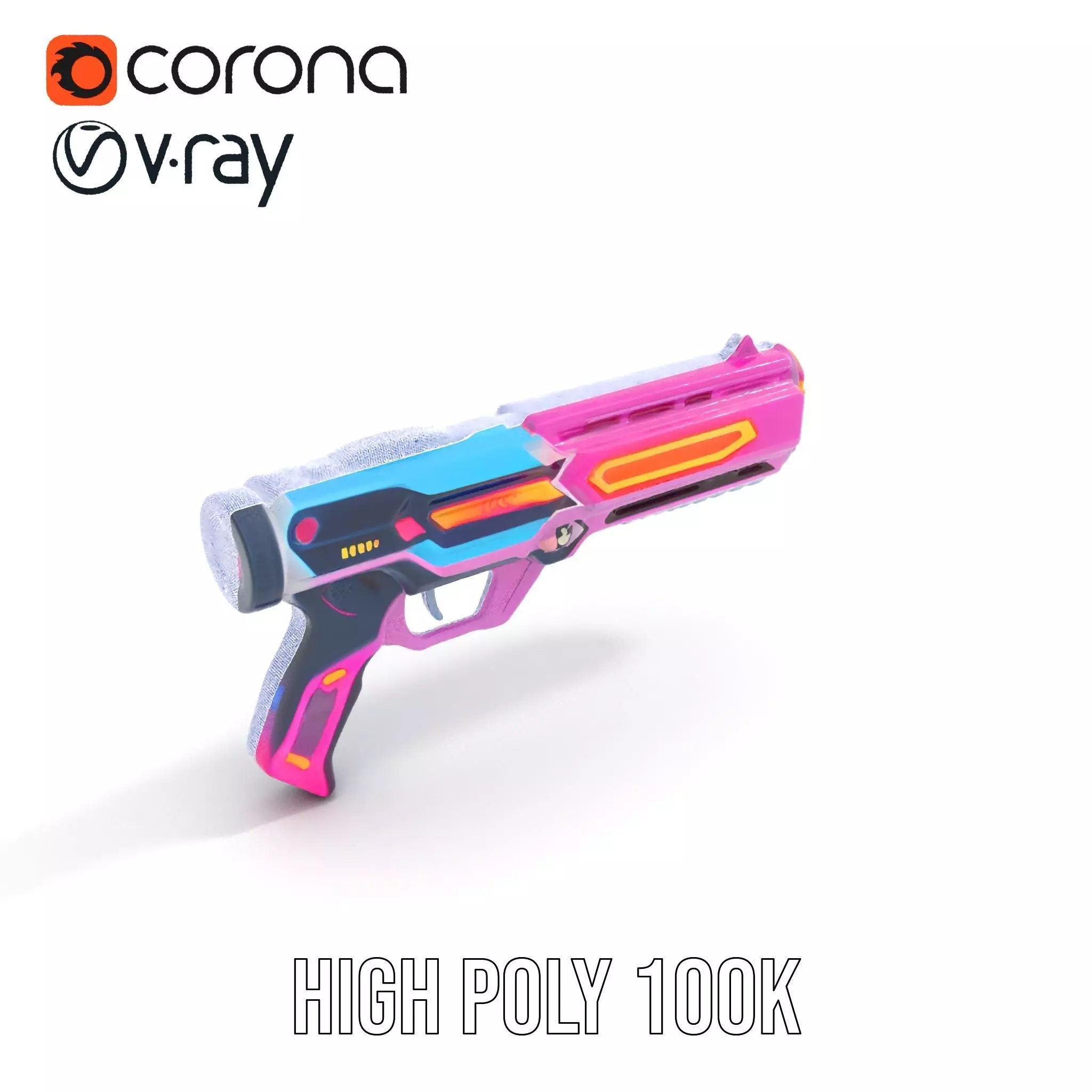 Neon Laser Blaster model pack Low-poly 3D model_29