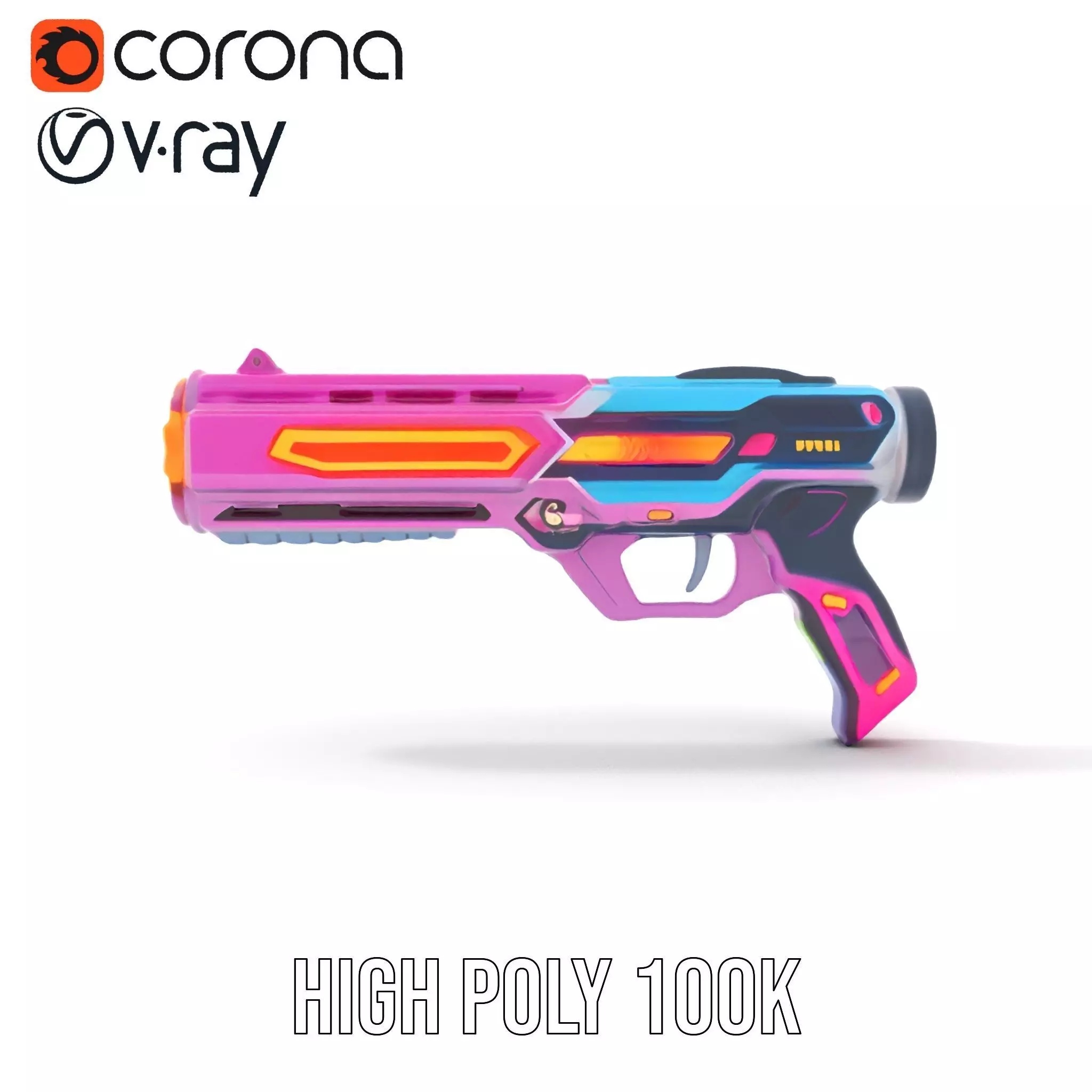 Neon Laser Blaster model pack Low-poly 3D model_18