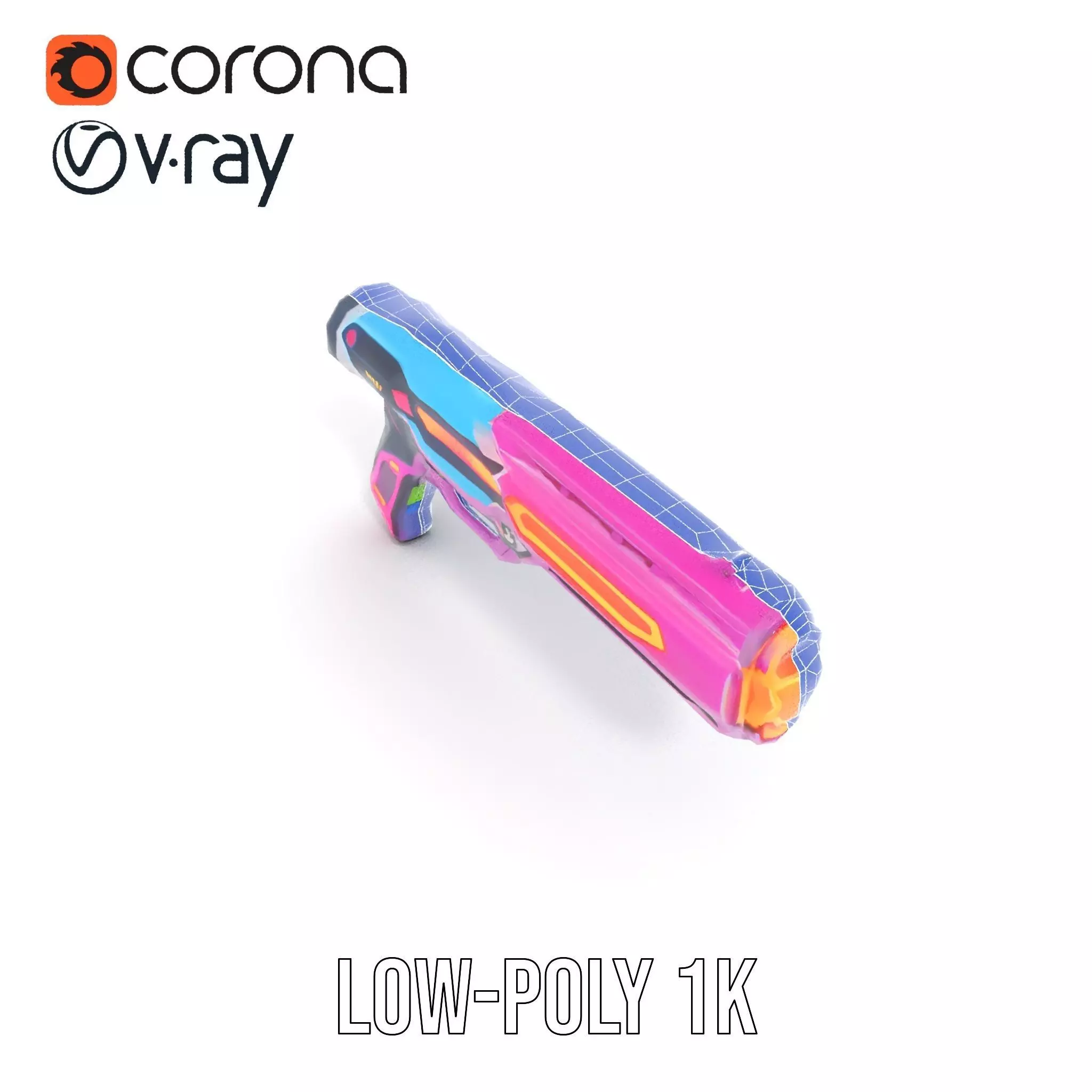 Neon Laser Blaster model pack Low-poly 3D model_25