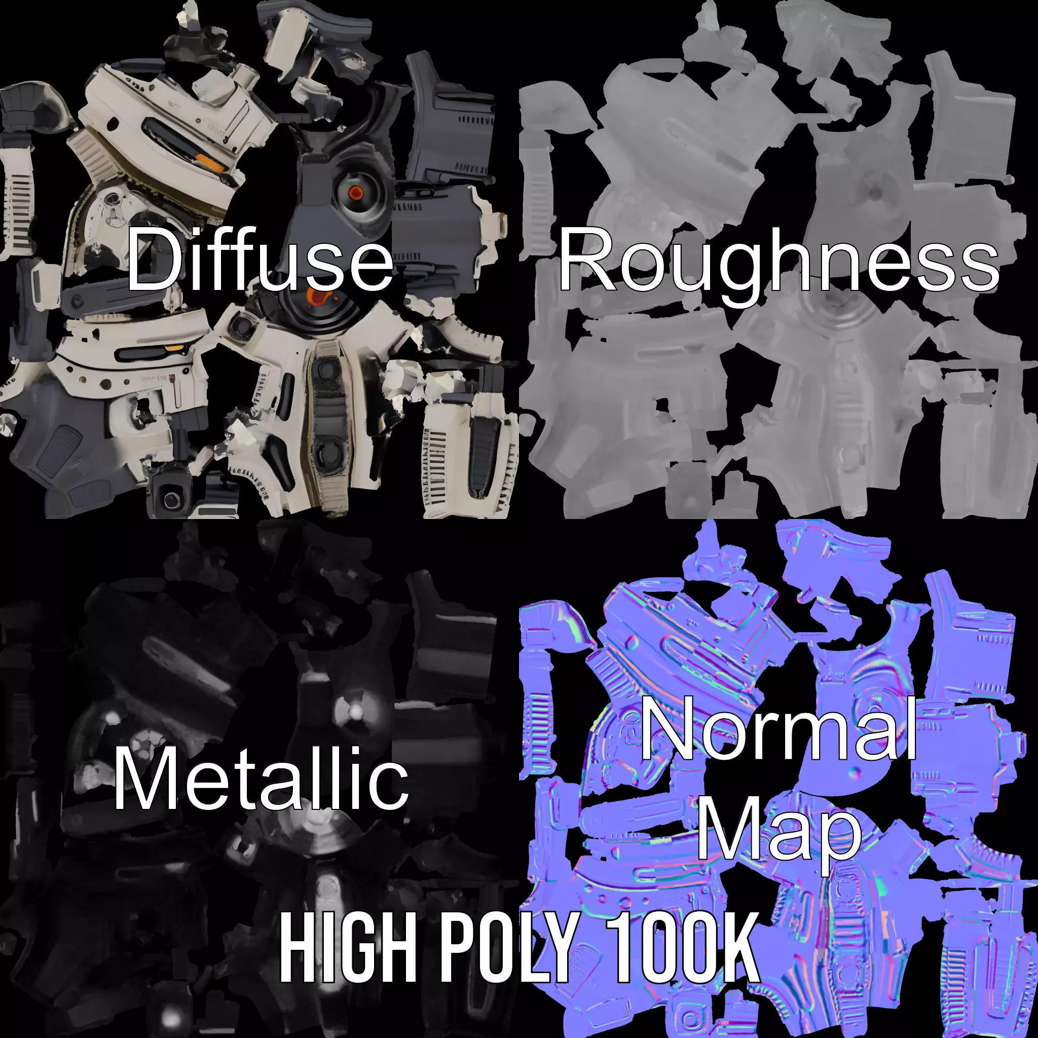 Tactical Blaster Rifle model pack Low-poly 3D model_3