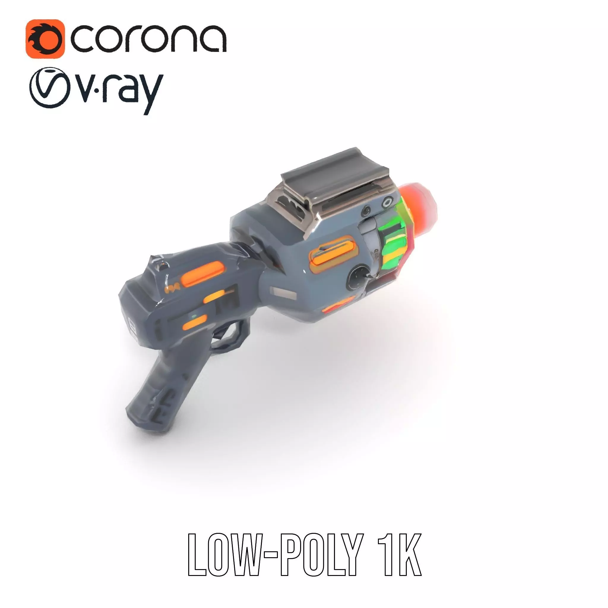 Neon Blaster Gun model pack Low-poly 3D model_12