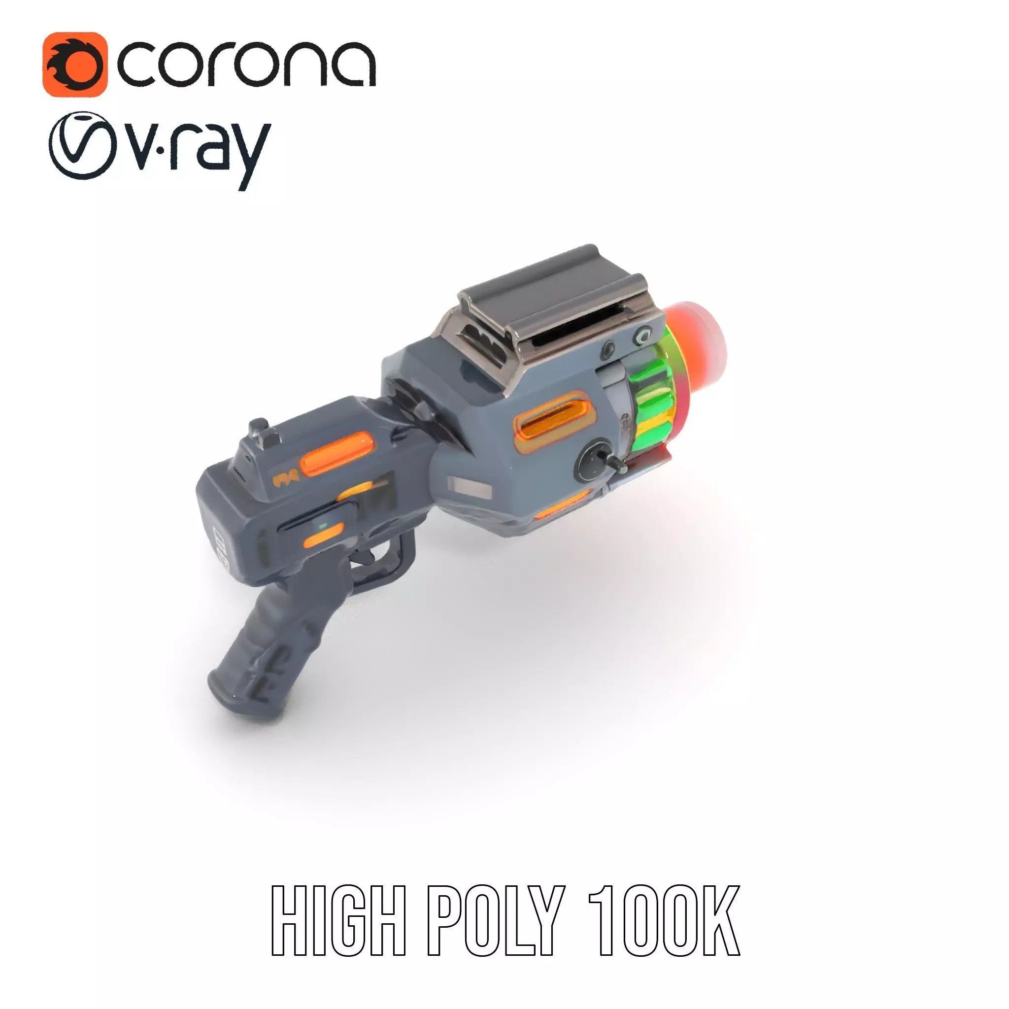 Neon Blaster Gun model pack Low-poly 3D model_20