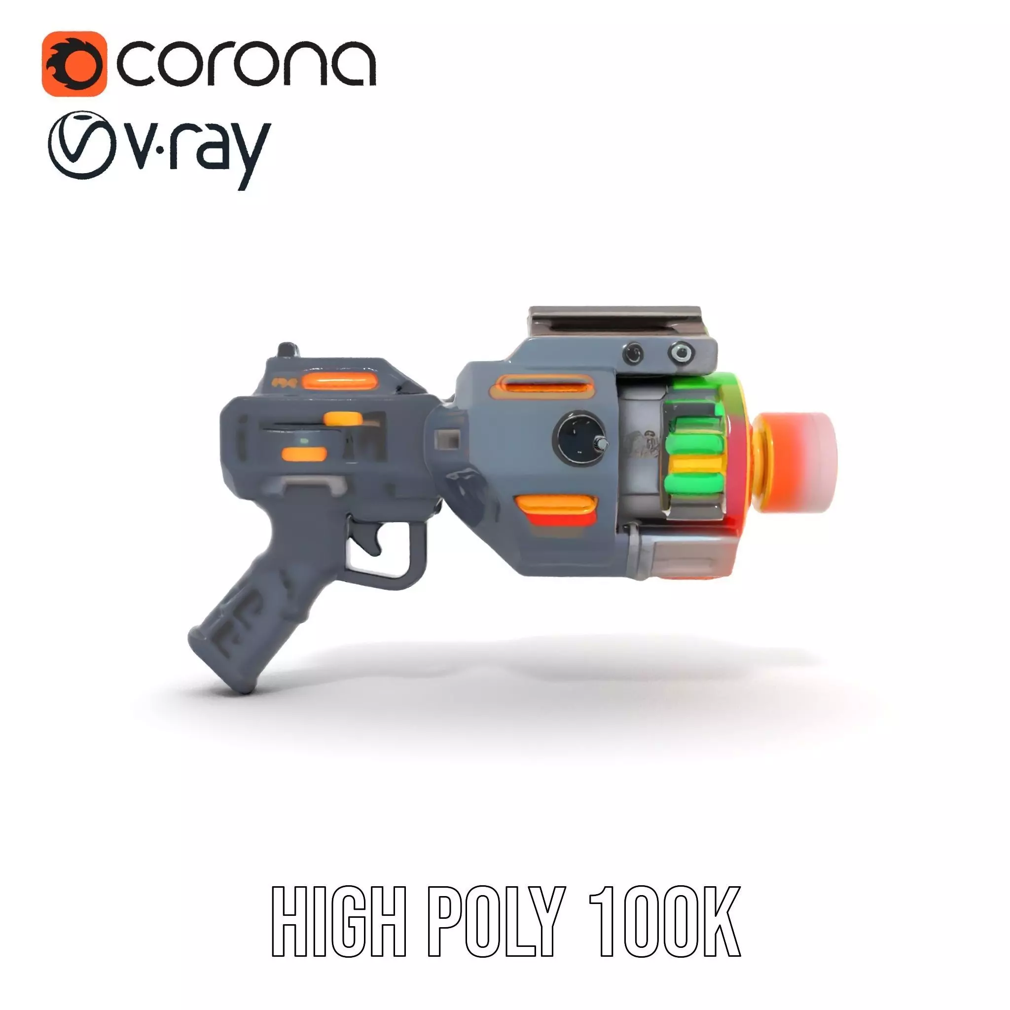 Neon Blaster Gun model pack Low-poly 3D model_31