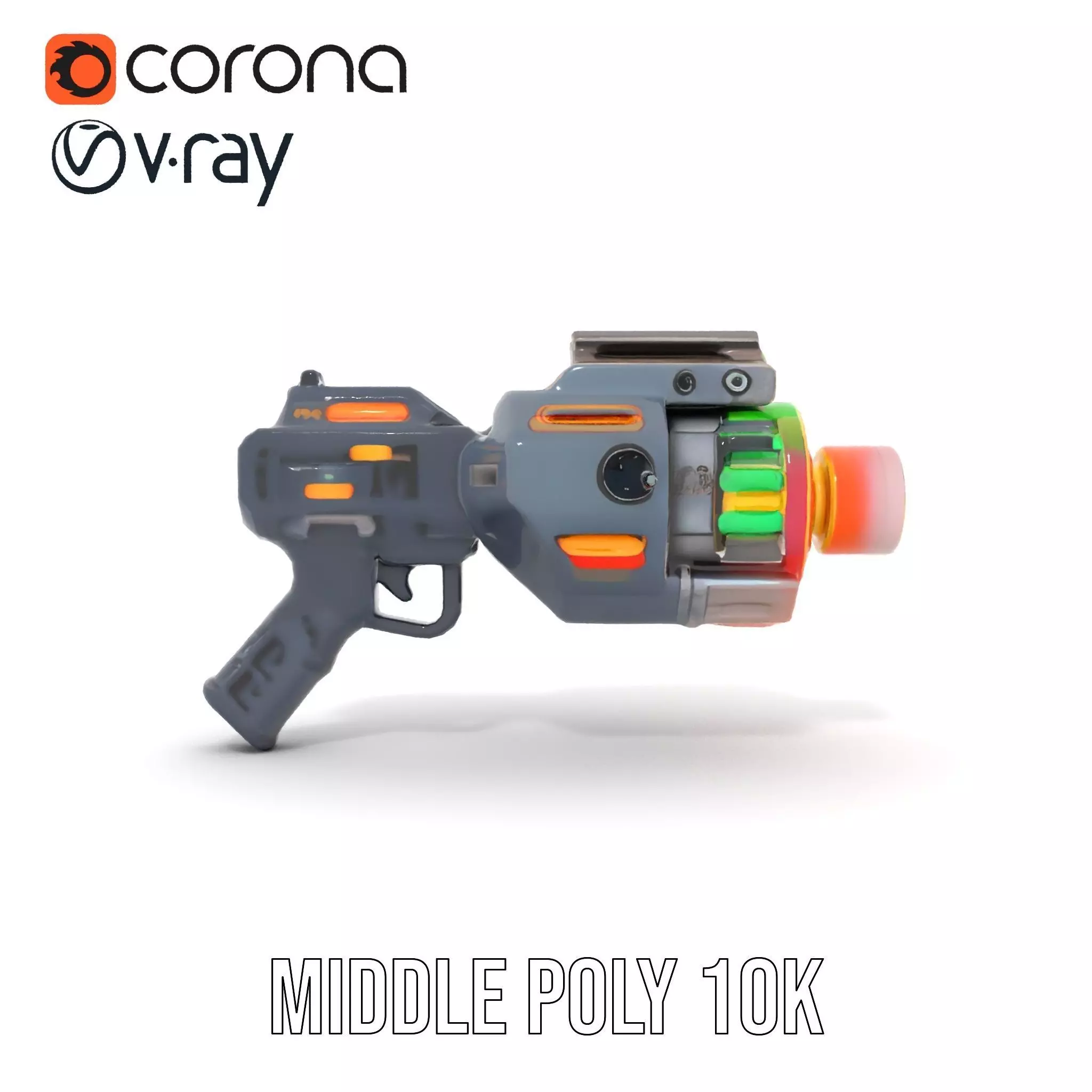 Neon Blaster Gun model pack Low-poly 3D model_13