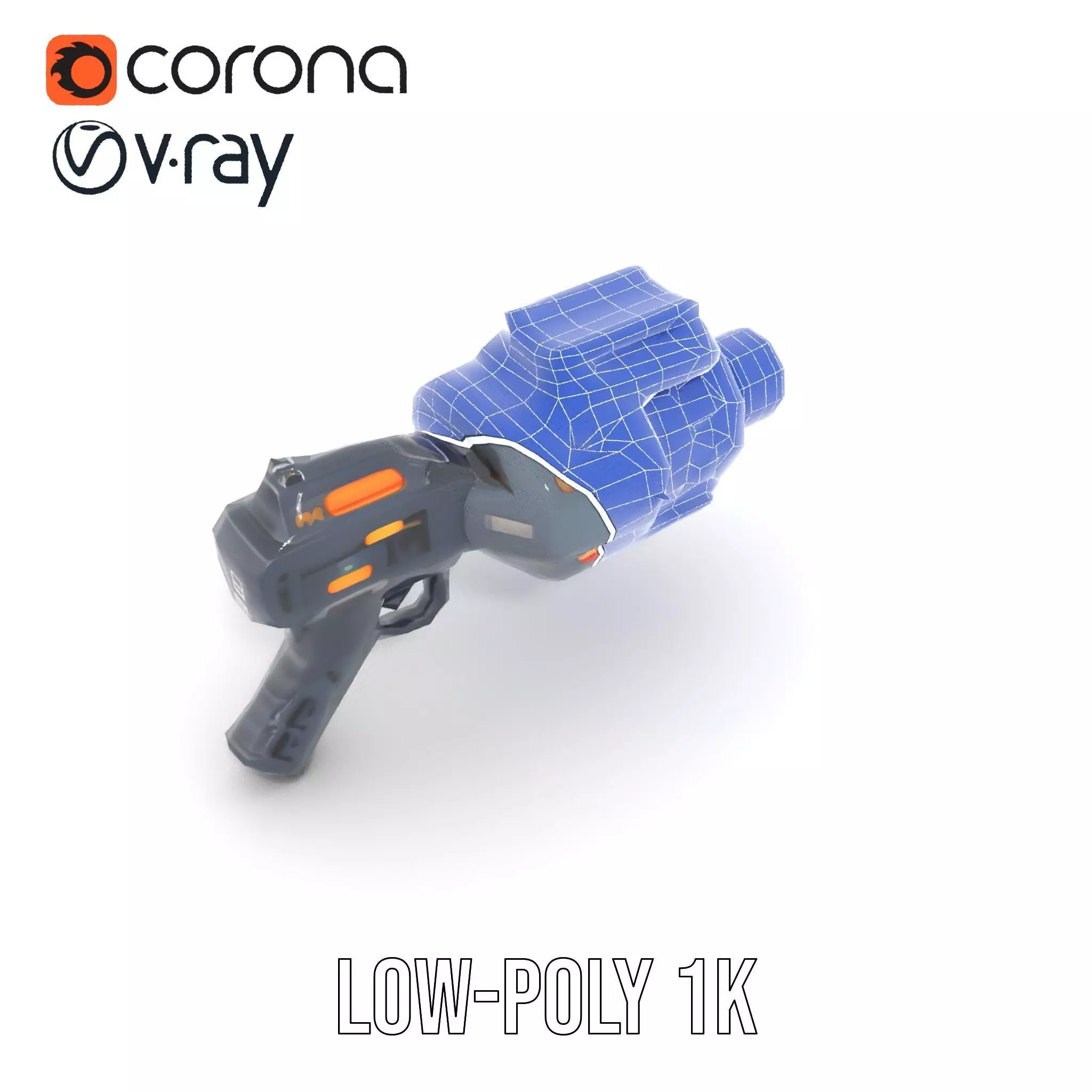 Neon Blaster Gun model pack Low-poly 3D model_14