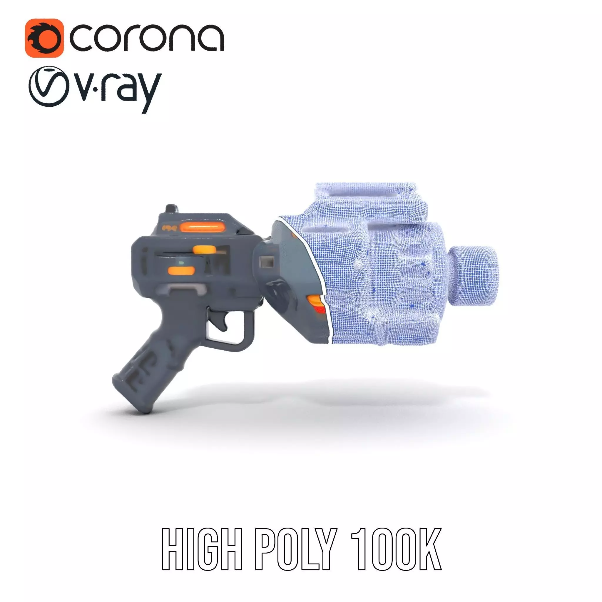 Neon Blaster Gun model pack Low-poly 3D model_33